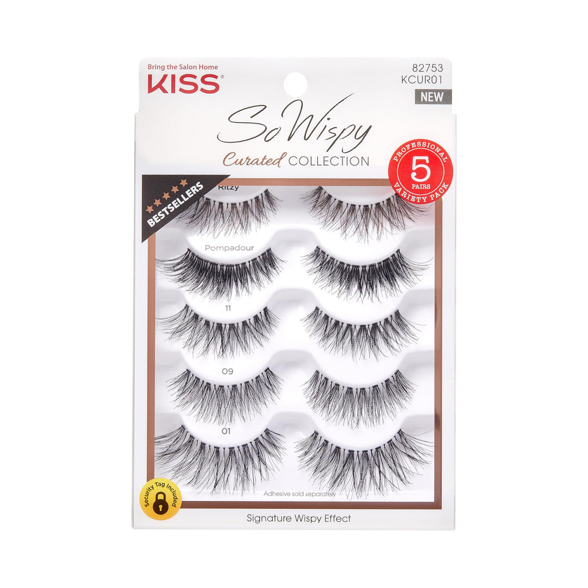 KISS So Wispy Curated Collection of Bestselling False Eyelash Styles Multipack, Volume & Curl, Lash Extensions Look, Signature Wispy Effect, Cruelty Beauty & Personal Care KISS