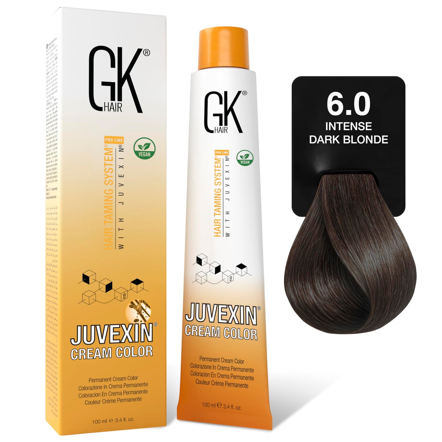 GK HAIR Color Cream 6.0 Intense Natural Dark Blonde - 100% Grey Coverage | Semi, Demi-Permanent Results | 8-10 Vol Semi | 20-30-40 Vol Permanent Beauty & Personal Care GK HAIR