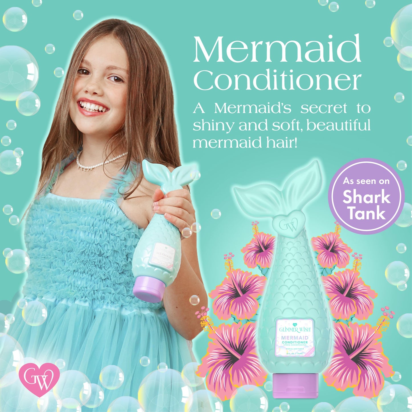Glimmer Wish Mermaid Kids Conditioner, Paraben and Sulfate Free Conditioner for Strong and Smooth Hair, Kids Hair Care, Tropical Beach Scent, 12 Fl Oz Beauty & Personal Care Glimmer Wish