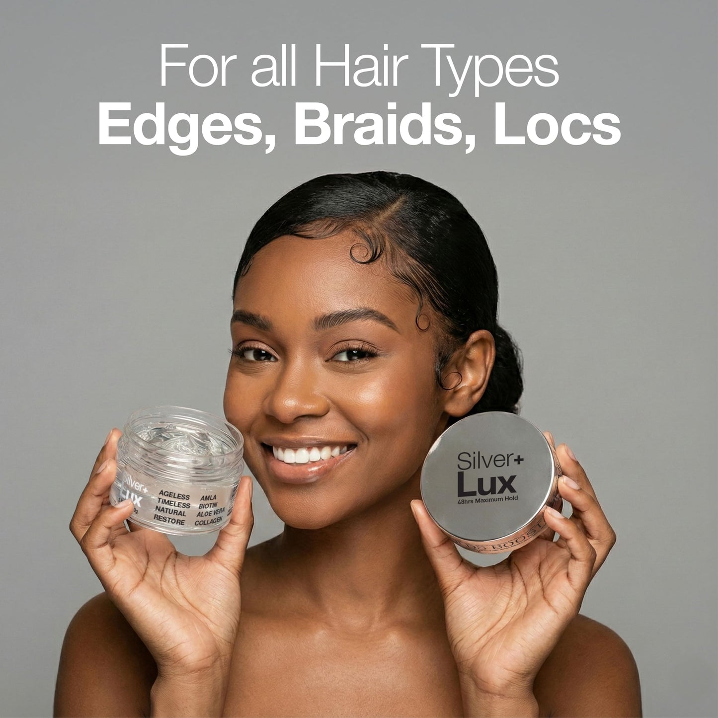 Lux Collection Edge Lux Silver+ Edge Control Gel 4C with Collagen, Aloe Vera, Castor Oil, Keratin, Biotin, and Olive Oil - Non-Flaking, Non-Greasy Beauty & Personal Care Lux Collection