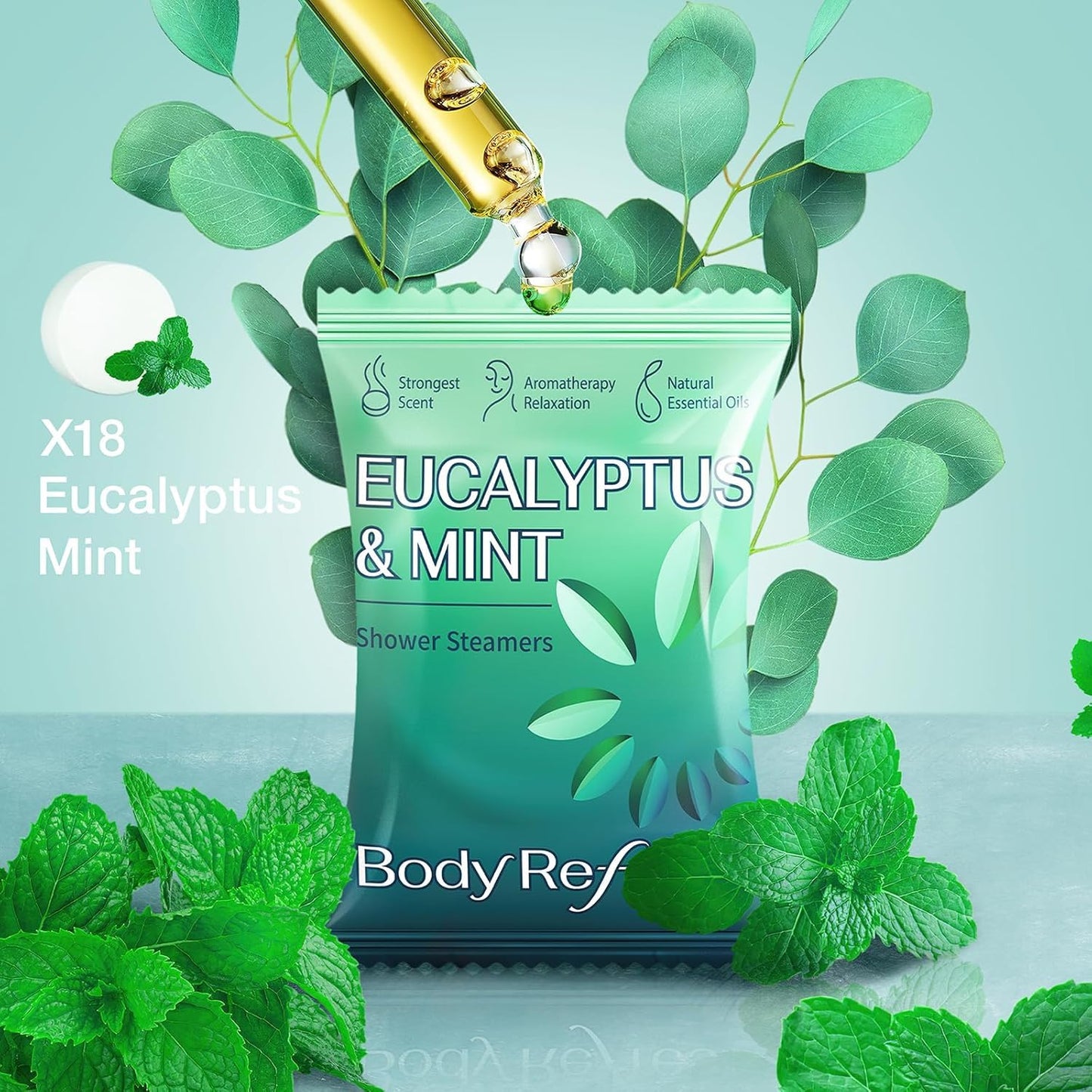 Shower Steamers Aromatherapy -18 Pack Eucalyptus Mint Shower Steamer for Women Men, Eucalyptus for Shower, Self Care Gifts for Women Men, Shower Bombs Beauty and Personal Care BodyRefresh