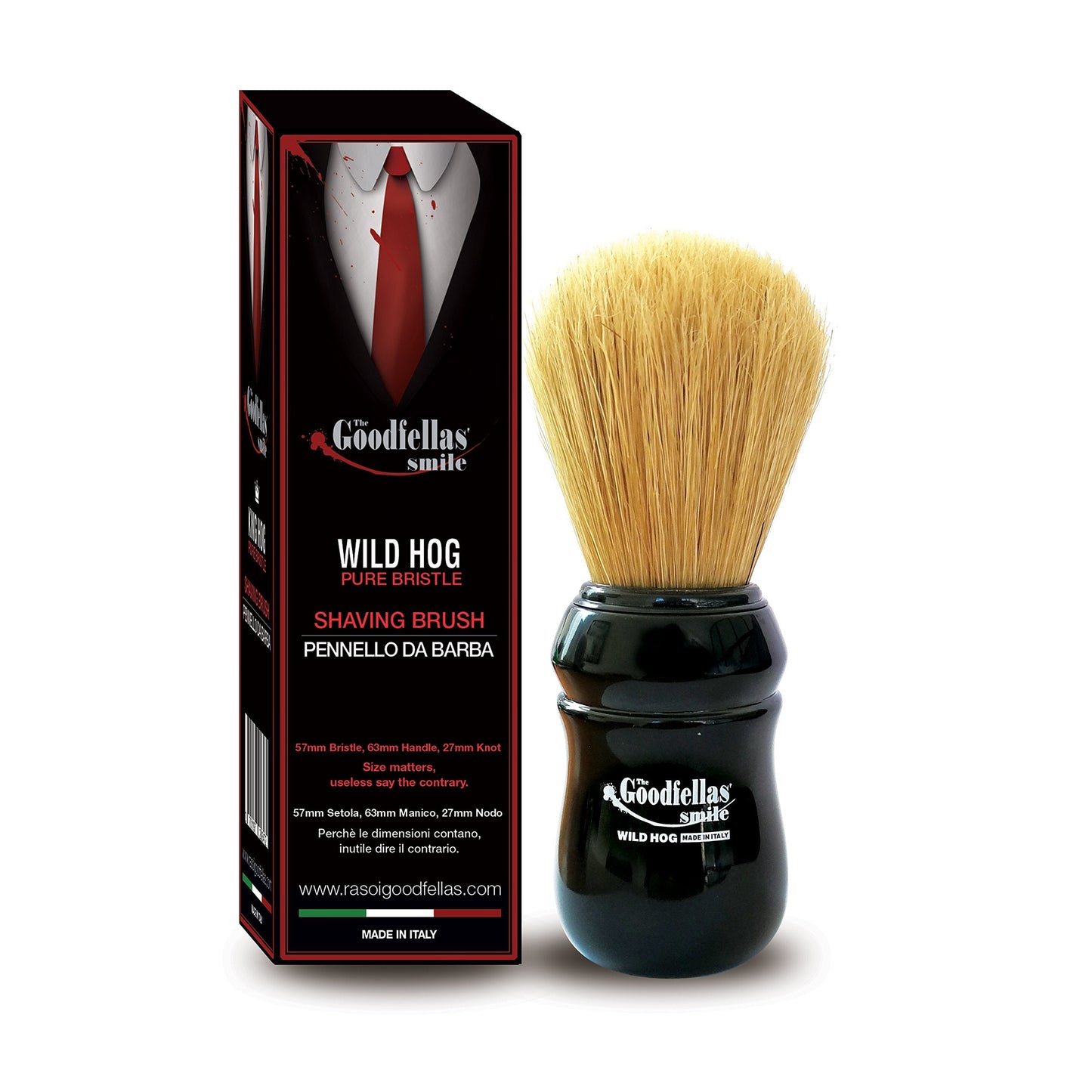 The Goodfellas’ Smile Wild Hog Shaving Brush by Omega Brushes - Pure Boar Bristle 57 mm, Traditional Wet Shaving Brush for Soap & Cream, Made in Italy Beauty and Personal Care The Goodfellas' smile
