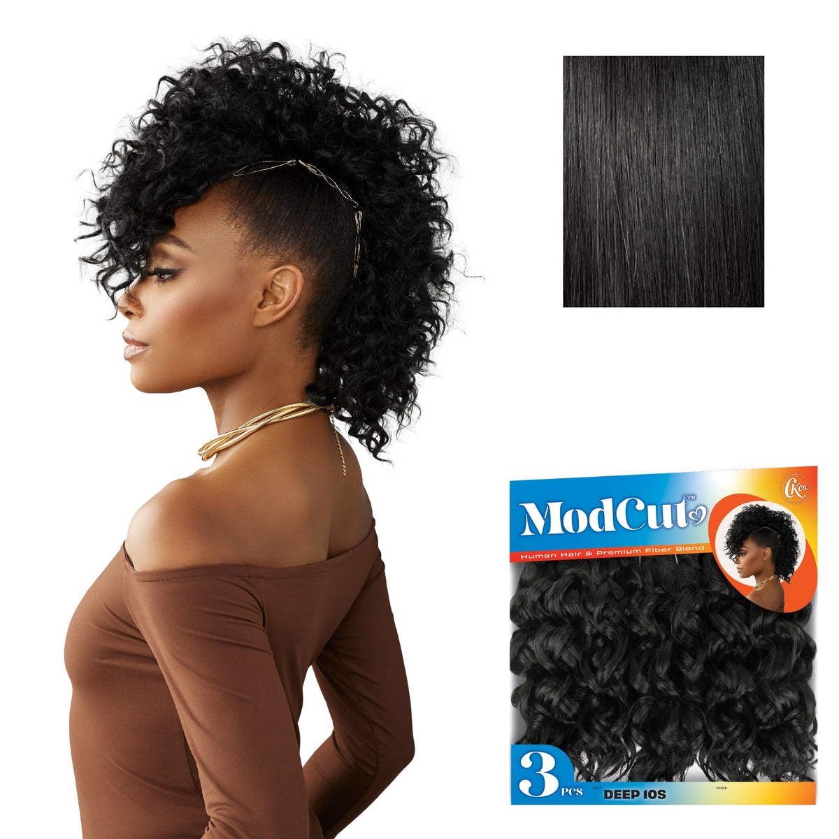 Sensationnel Curls Kinksandco ModCut 3pcs Bundles -Deep 10S,1 JETBLACK