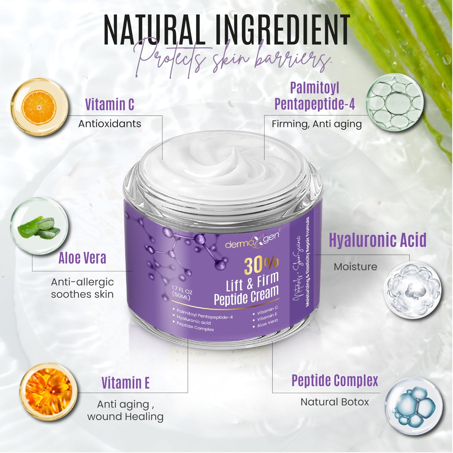 Dermaxgen 30% Lift & Firm Peptide Cream for Face - Organic Anti Aging Firming Cream for Wrinkles and Fine lines - Hydrating Formula with Matrixyl Beauty & Personal Care DERMAXGEN
