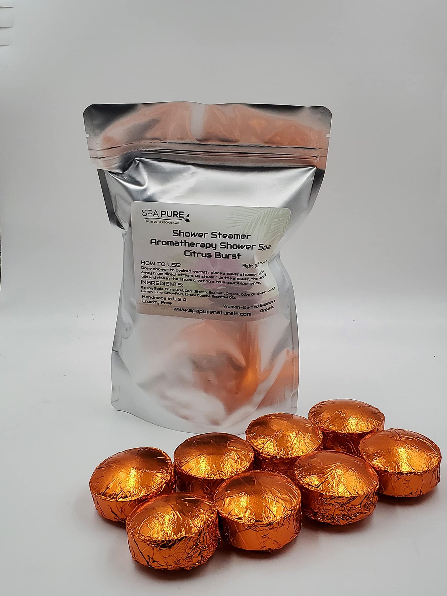 Citrus Burst Aromatherapy Shower Bombs: Tablets, Steamers, 100% Natural/Organic Essential Oils (8 Count) Pack of 1 Beauty and Personal Care Spa Girl/Spa Pure