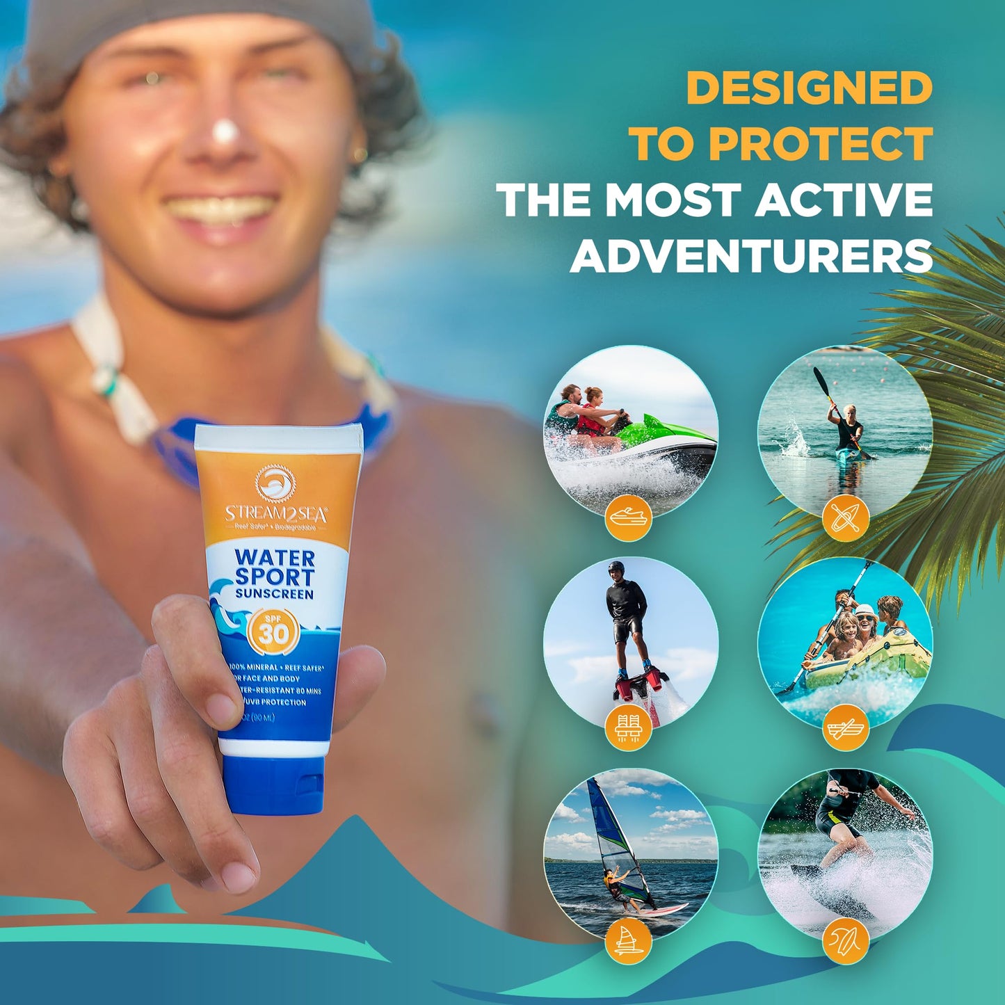 STREAM 2 SEA SPF 30 Mineral Sunscreen Biodegradable and Reef Safe, 1 Fl oz Travel Size Pack of 3, Paraben Free Non Greasy and Moisturizing Mineral Beauty & Personal Care STREAM 2 SEA