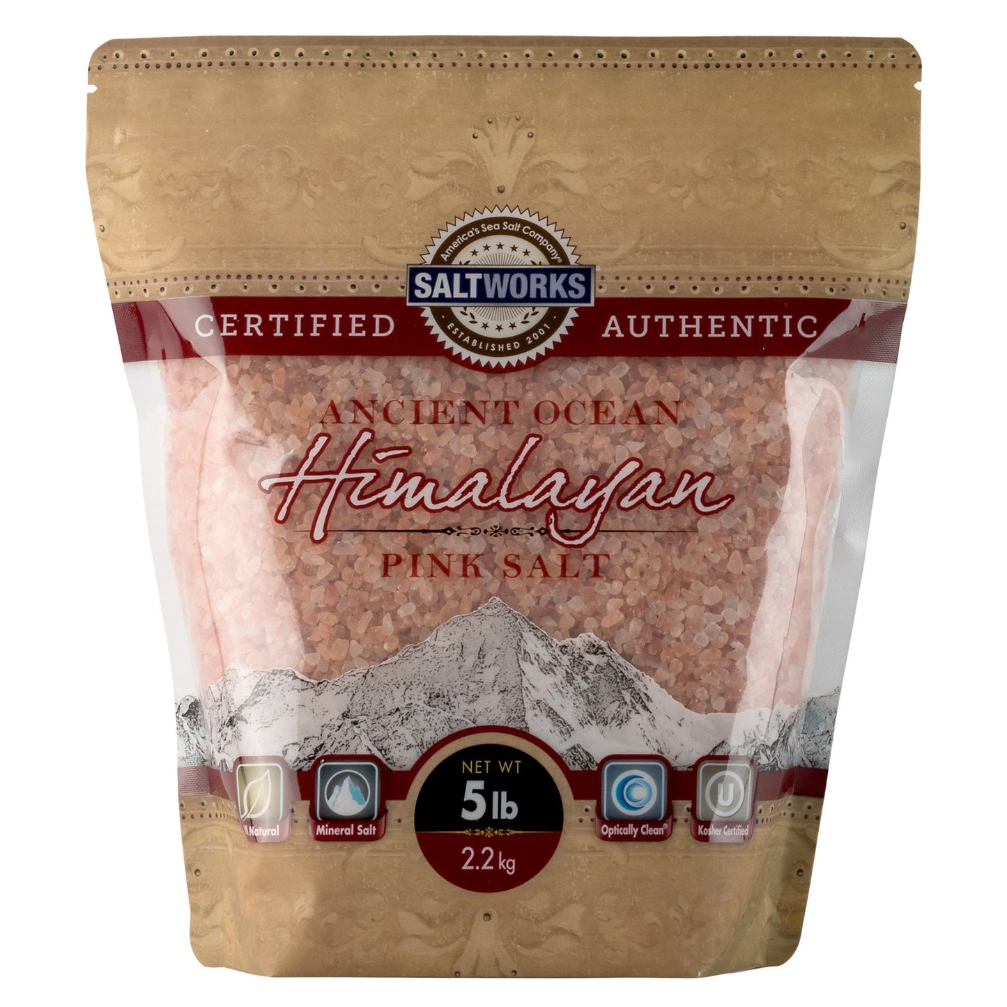 SaltWorks Ancient Ocean Himalayan Pink Salt, Coarse Grain, 5 Pound Bag Beauty and Personal Care SaltWorks