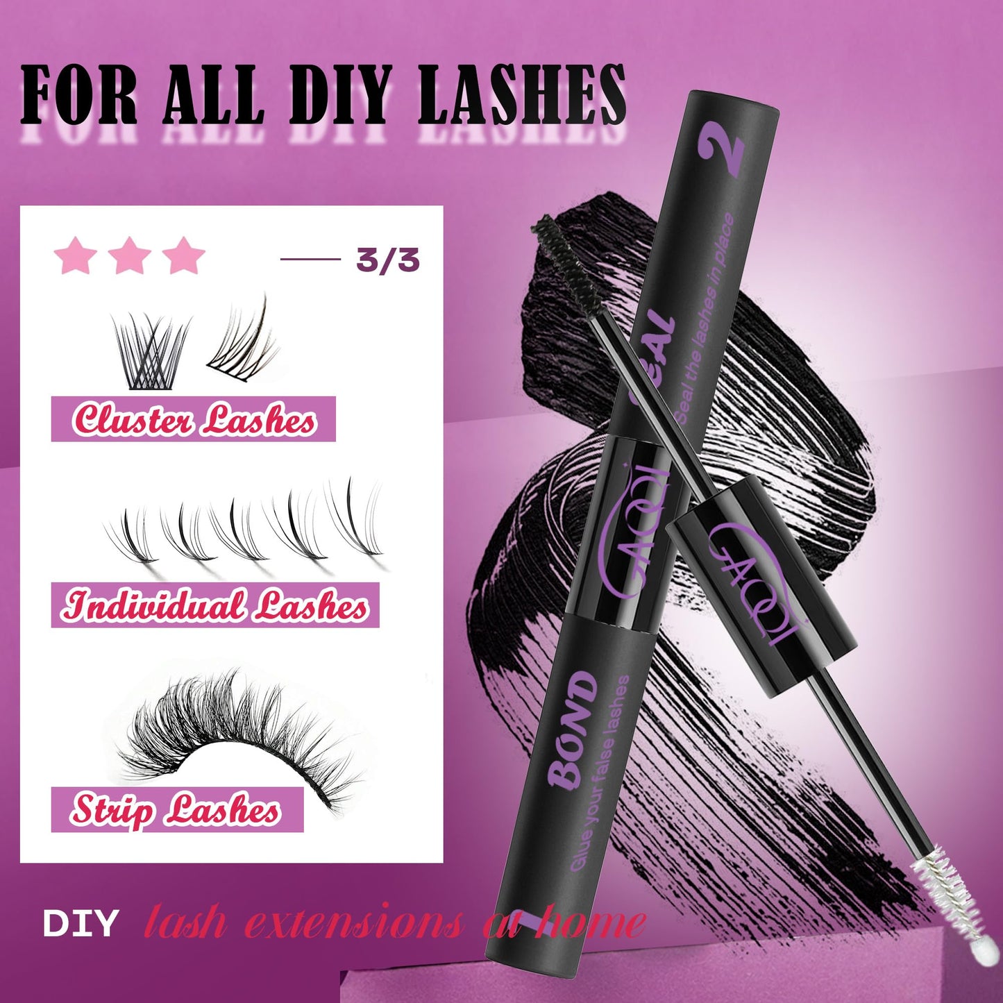 GAQQI Lash Cluster Glue, Lash Bond and Seal Waterproof Eyelash Glue for Eyelash Clusters, Strong Hold Adhesive for DIY Use, Latex-Free Safe Formula Beauty and Personal Care GAQQI