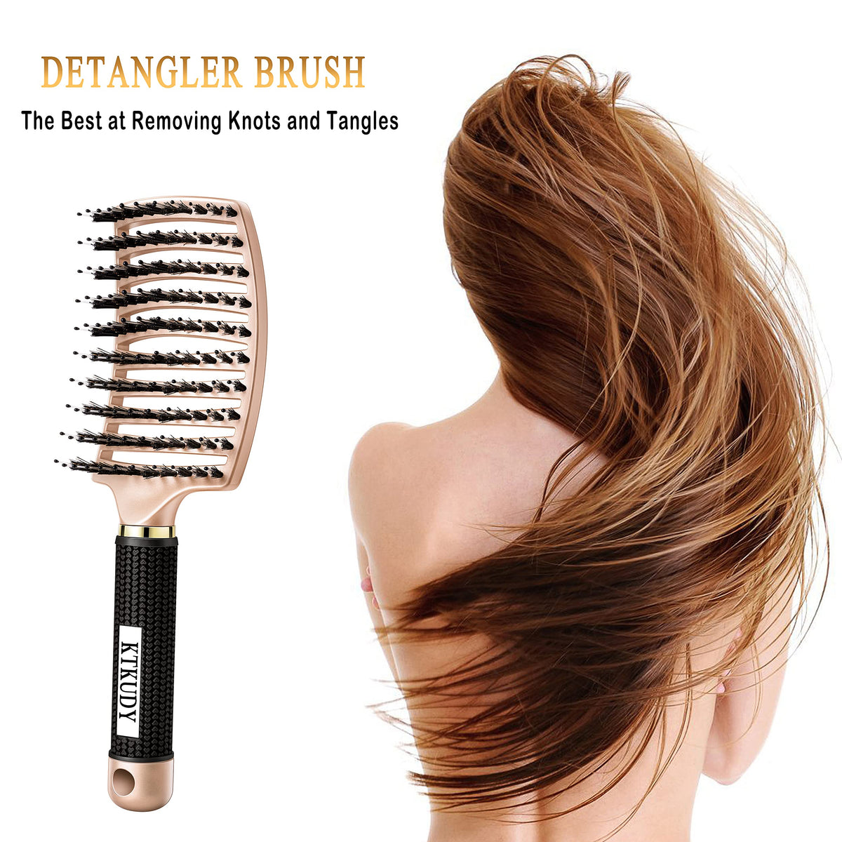 KTKUDY Detangling Brush Getting Knots Out without Pain - Boar Bristles HairBrush Make Hair Shiny & Healthier Vented Detangler Brush for Women Men Kids Beauty & Personal Care KTKUDY