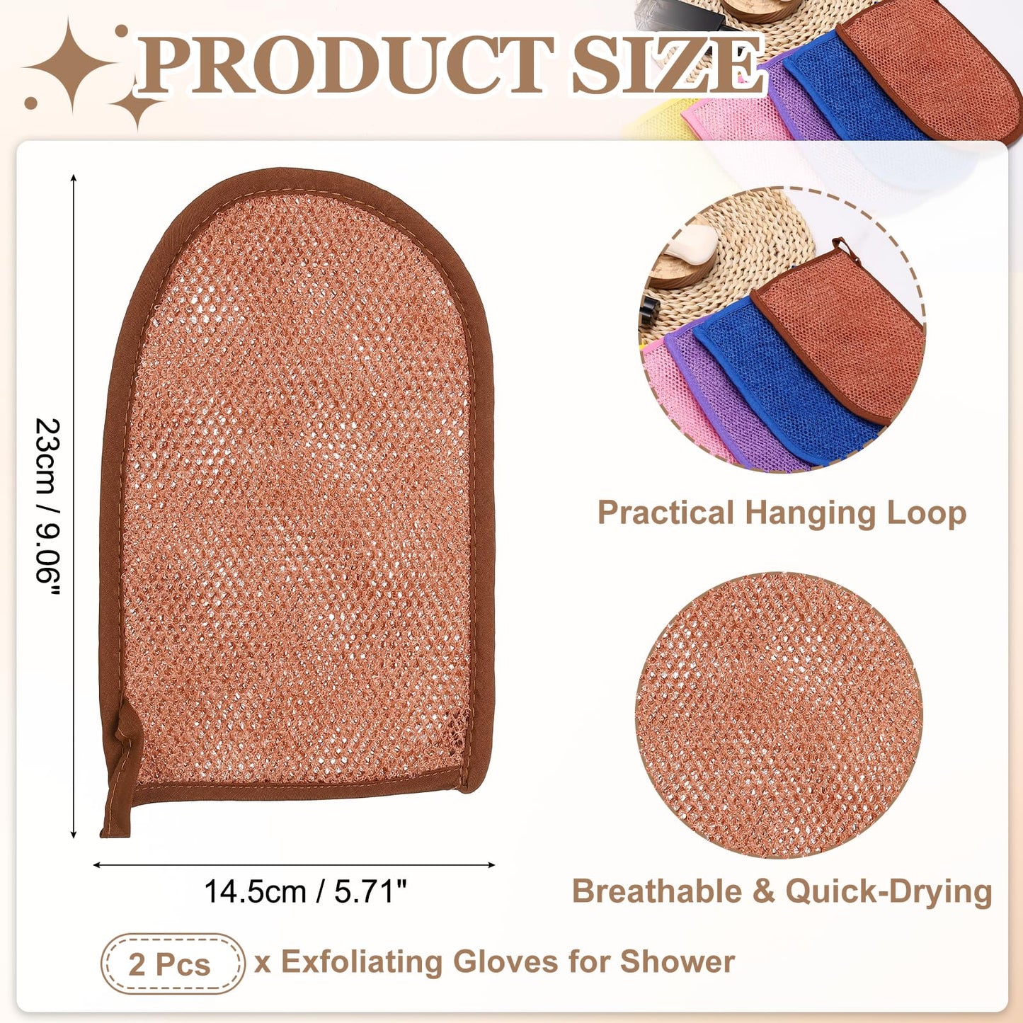 uxcell 2 Pcs African Net Sponge Exfoliating Glove, Nylon Bath Exfoliating Mitts, African Net Gloves Body Scrubber for Women Men Daily Use Skin Care Beauty and Personal Care uxcell