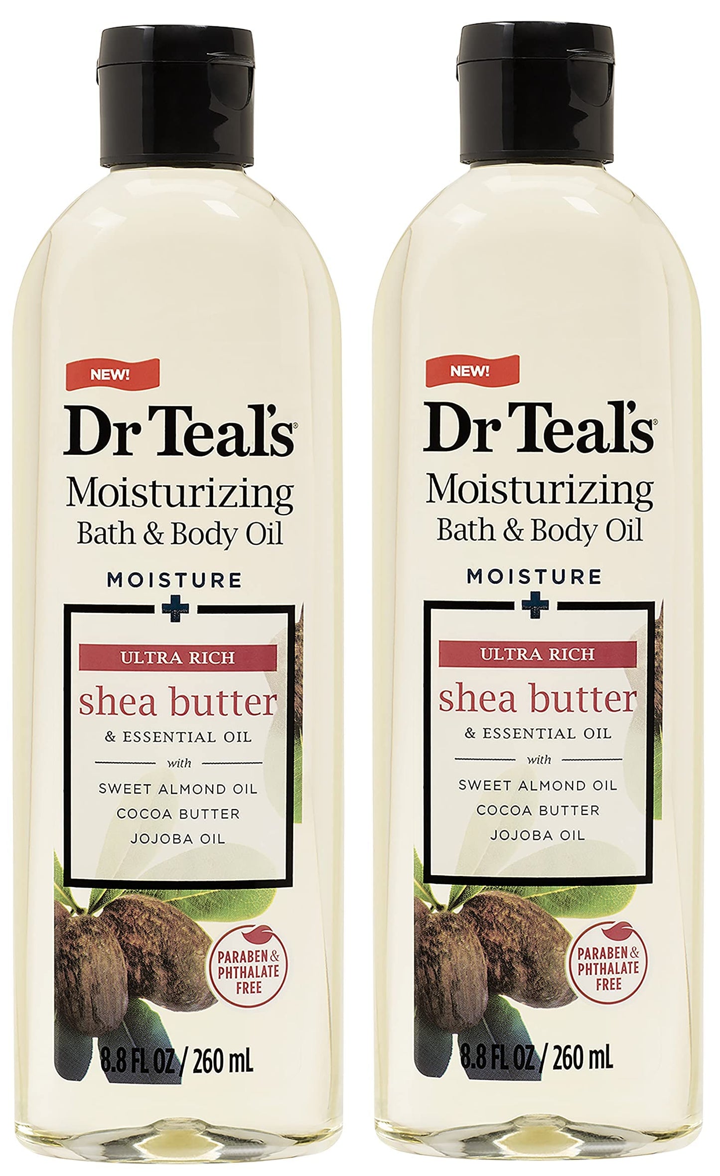 Dr. Teal's Moisturizing Bath & Body Oil 2-Pack (17.6 Fl Oz Total) Moisture + Ultra Rich Shea Butter & Essential Oil. Treat Your Skin, Your Senses, Beauty and Personal Care Dr Teal's