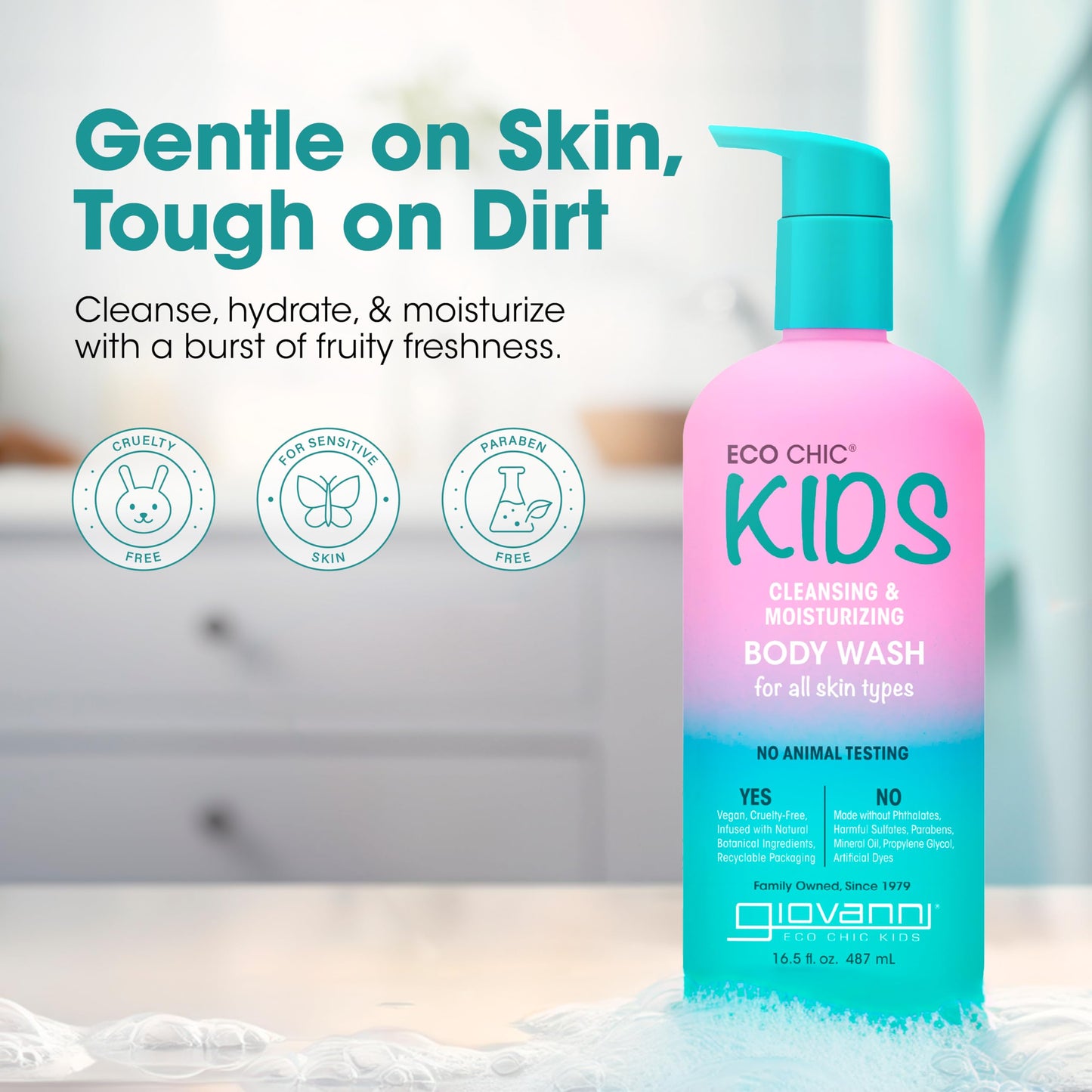 GIOVANNI Eco Chic KIDs Cleansing & Moisturizing Body Wash - Kids Body Wash, Kids body Wash Sensitive Skin, Kids Soap And Body Wash, Kids Sensitive Beauty & Personal Care GIOVANNI