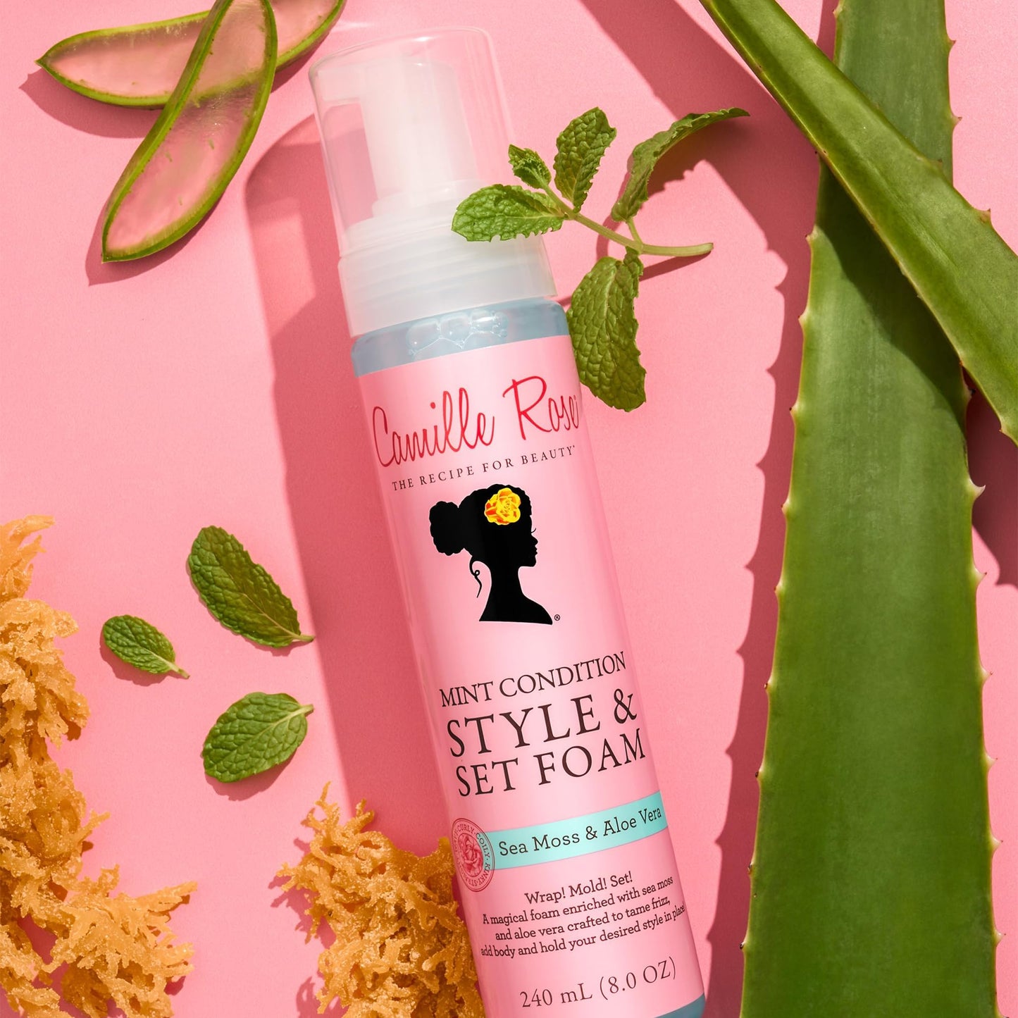 Camille Rose Style & Set Foam, Mint Condition - Sea Moss & Aloe Vera Hair Styling Mousse, Curl Defining, Volumizing + Frizz Control, 8 Oz Beauty & Personal Care Camille Rose