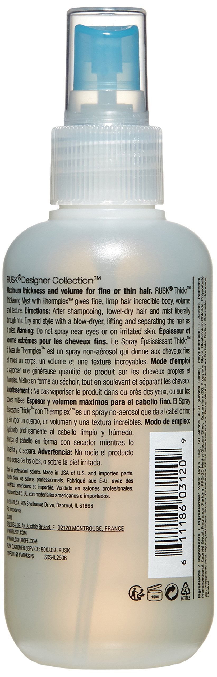 RUSK Designer Collection Thicker Thickening Myst for Fine or Thin Hair, Provides Body, Volume, and Texture, 6 fl. oz Beauty & Personal Care RUSK