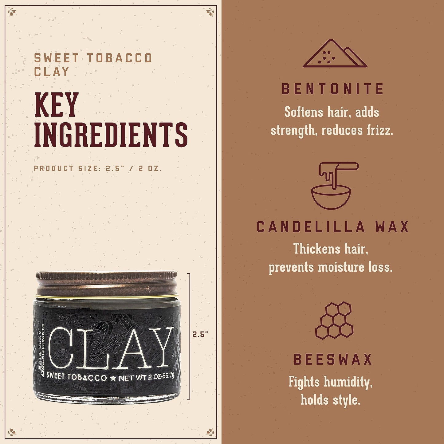 18.21 Man Made Hair Styling Product, 2oz. Original Sweet Tobacco Scent in Clay with Matte Finish Beauty and Personal Care 18.21 Man Made
