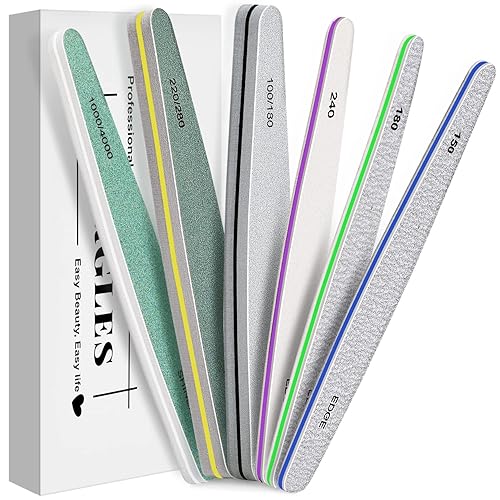 MORGLES Emery Boards Professional Grit Nail File Pack for Acrylic/Natural/Gel Nails (100/150/180/220/240/280/1000/4000 Grit) Beauty & Personal Care MORGLES