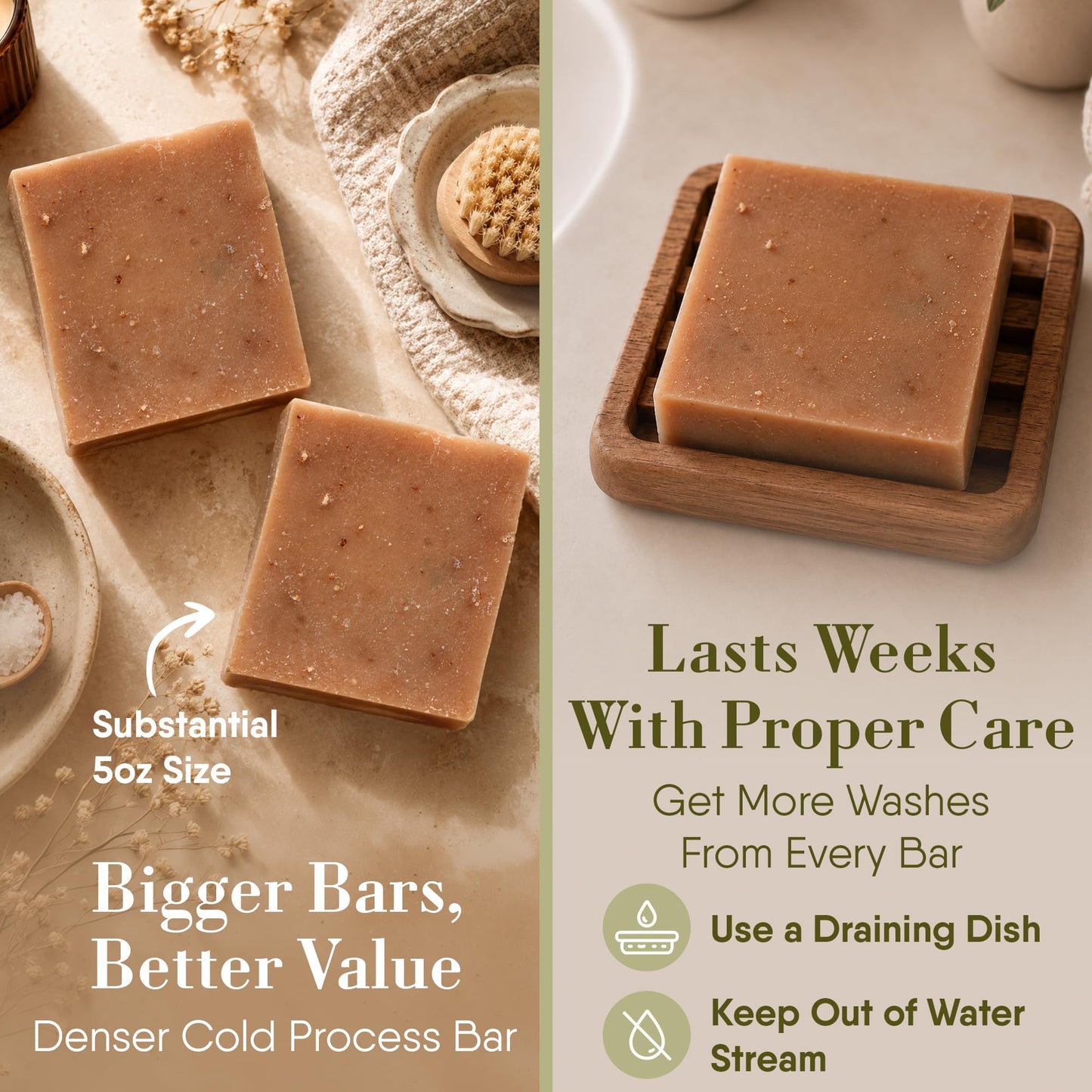 360Feel Oatmeal Milk and Honey Bar Soap - Made in The USA - Castile Handmade, All Natural Cold Processed - Infused with Oatmeal Milk and Honey Beauty & Personal Care 360Feel