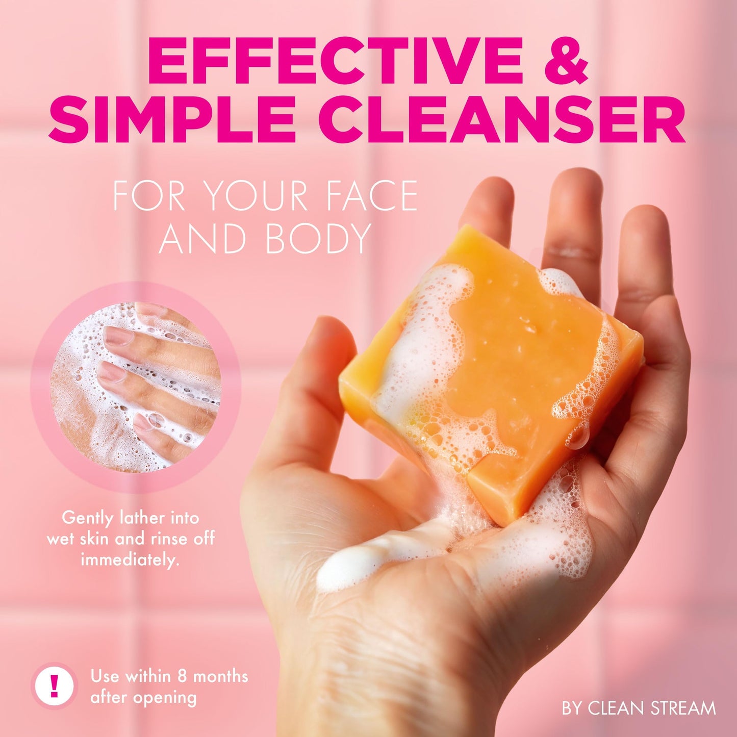Cleanstream Radiance Soap Bars with Retinol, Vitamin C & Collagen - Gentle Cleanser for Face, Body & Intimate Areas - With Shea Butter, Turmeric Beauty & Personal Care Cleanstream