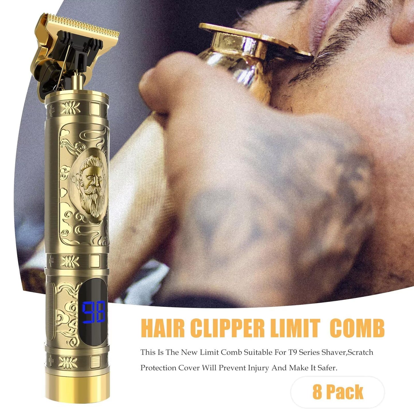 Premium 8 Pcs Hair Clipper Limit Comb Guide 1MM 2MM 3MM Guides Set with Protection Guard Cover for Vintage T9 Height 31mm 32mm T-Blade Electric Beauty and Personal Care Acupress