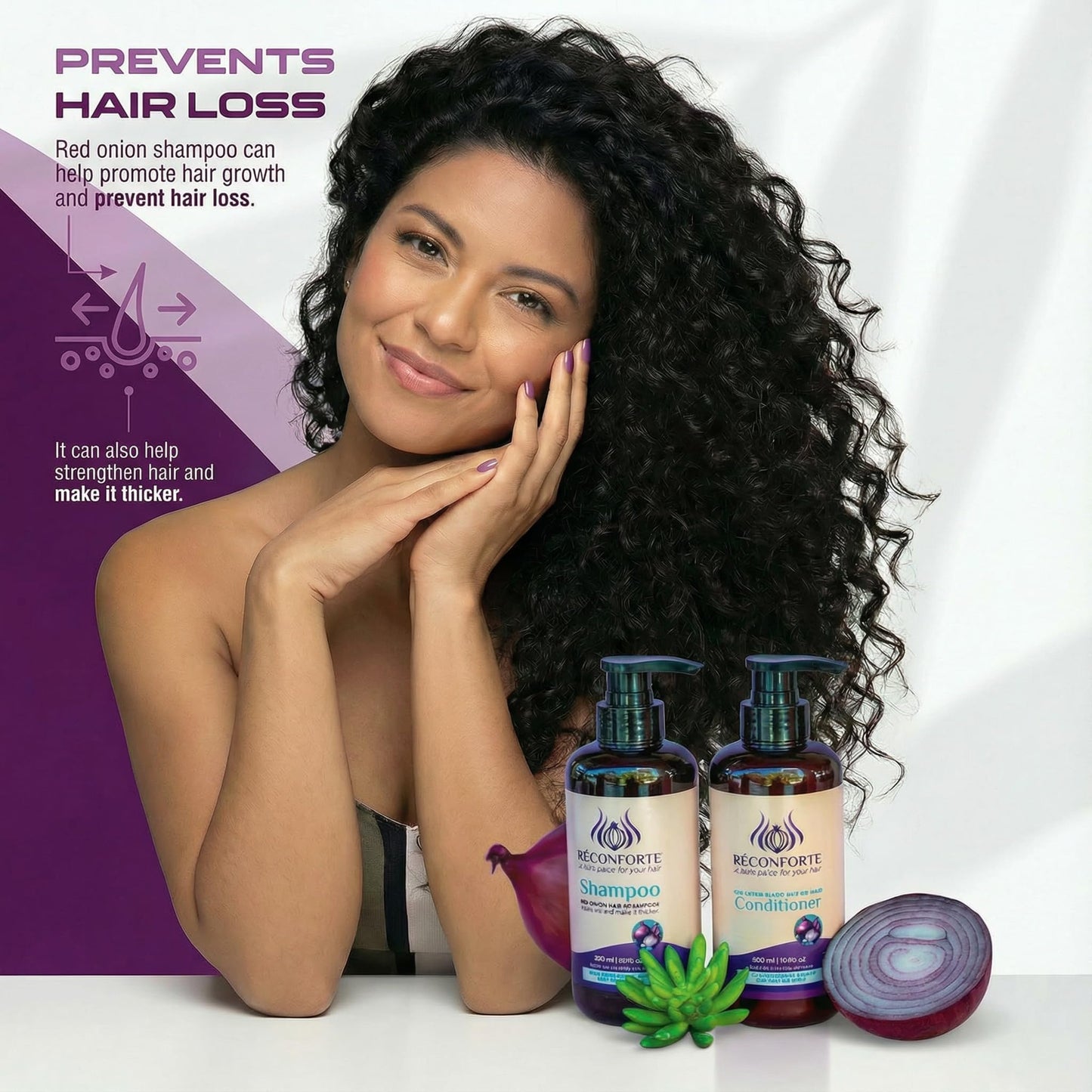 Rêconforte Onion Shampoo and Conditioner Set, 500ml / 16.9 fl oz Volumizing Formula for Fuller, Thicker-Looking Hair, Keratin Growth Formula, Paraben Beauty & Personal Care Rêconforte