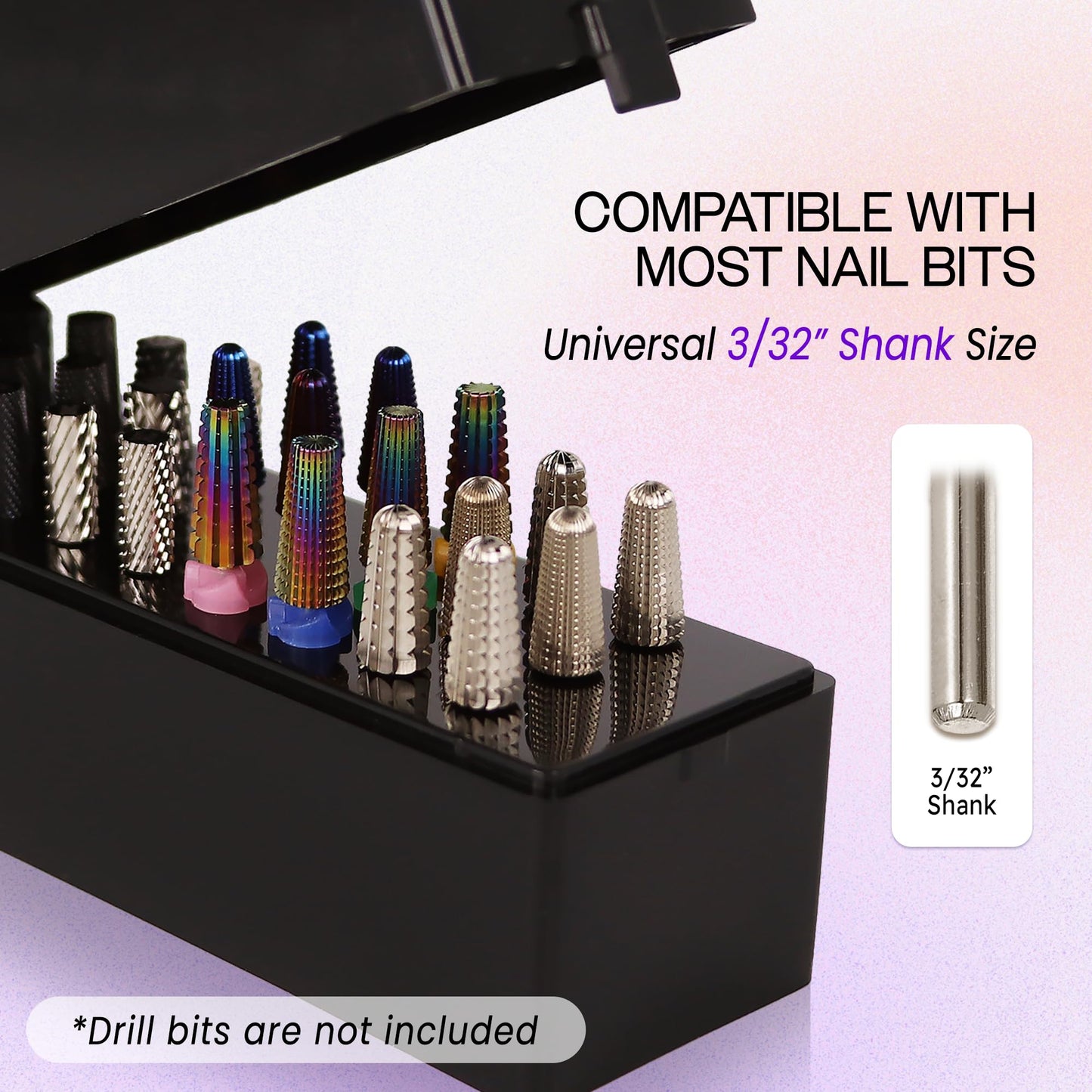 PANA Nail Drill Bit Holder Stand Display Organizer- Dust Proof Storage Container Box Case Tools for Home Use or Nail Salon - (30 Holes, Blue) (Drill Beauty & Personal Care PANA
