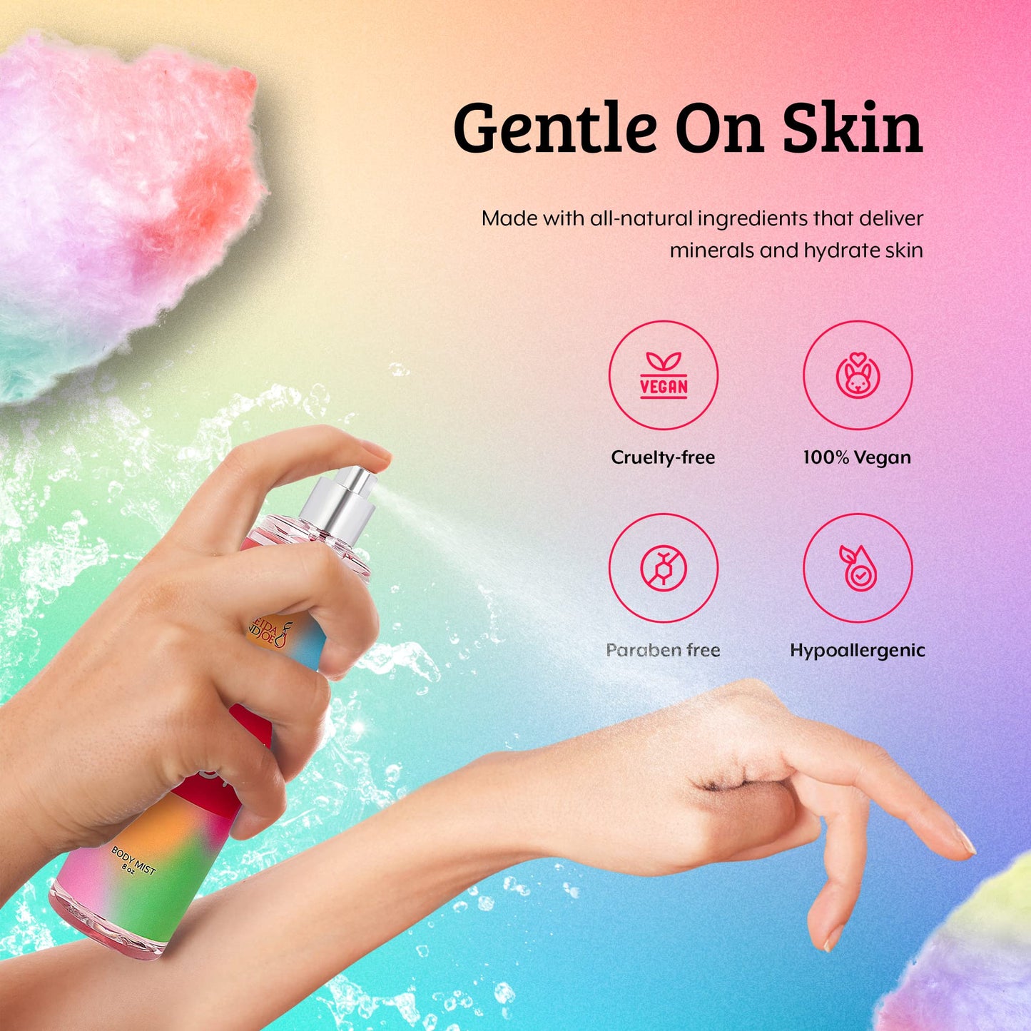 Cotton Candy Body Mist Spray 8 oz Fine Fragrance, Gift for Her Sweet and Playful Scent - Mother's Day Gift for Mom Beauty & Personal Care Freida and Joe