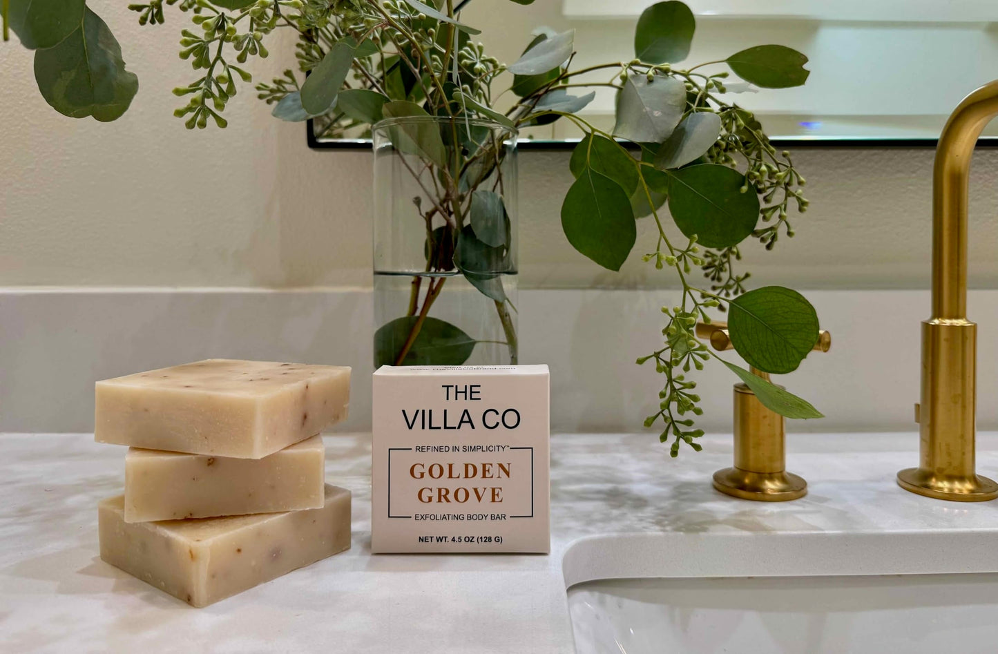 The Villa Co - Golden Grove | 4.5oz Exfoliating Body Bar for Women & Men | Artisan Made in USA | Natural Ingredients | Goats Milk Beauty & Personal Care The Villa Co