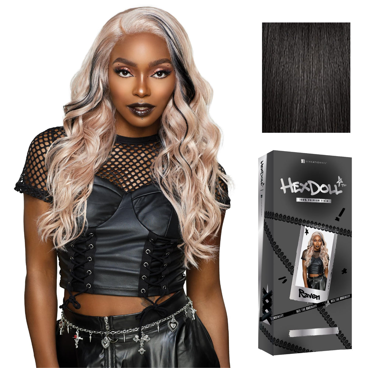Sensationnel Hexdoll 13x4 LaceWig-Raven, 1B OFFBLACK