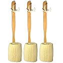 3 Pack Natural Exfoliating Loofah luffa loofa Bath Brush On a Stick - with Long Wooden Handle Back Brush for Men & Women - Shower Sponge Body Back Beauty & Personal Care Mr.Cui'shop