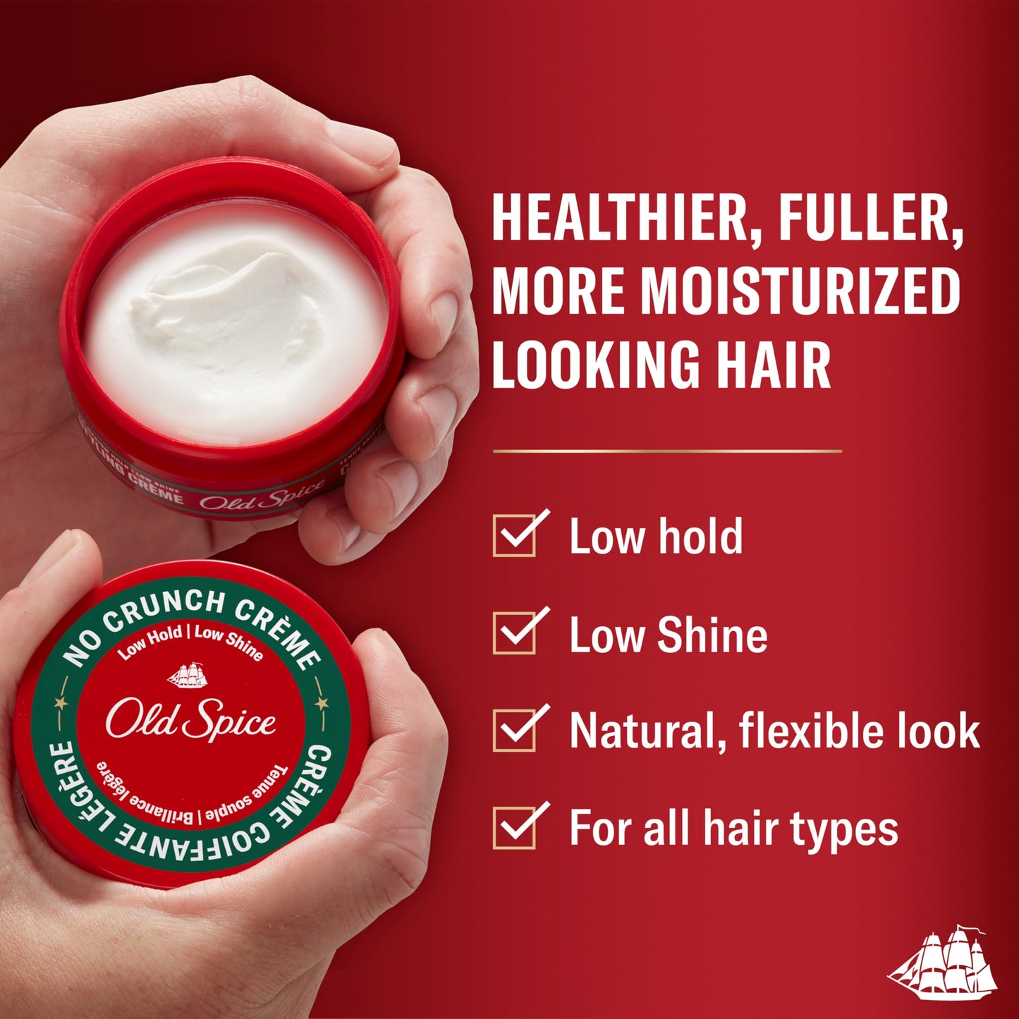 Old Spice Mens Hair Cream, No Crunch Crème, Hair Styling for Men, Low Hold, Low Shine, 2.22 oz Beauty & Personal Care Old Spice