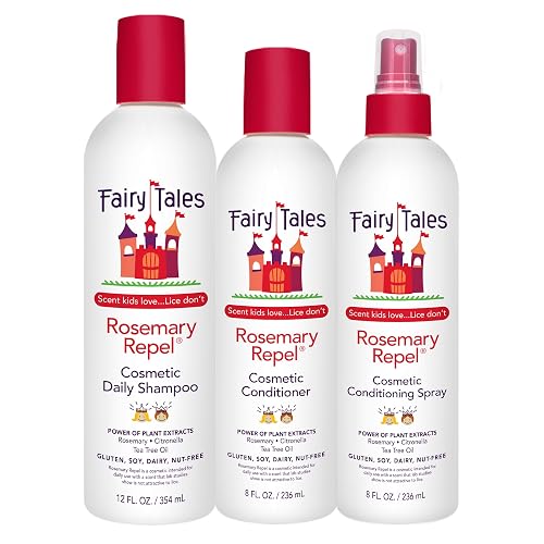 Fairy Tales Rosemary Repel Daily Kids Shampoo, 12 fl oz., Conditioner, 8 fl oz. & Conditioning Spray, 8 fl oz. Star Trio- Kids Like the Smell, Lice Do Beauty & Personal Care Fairy Tales