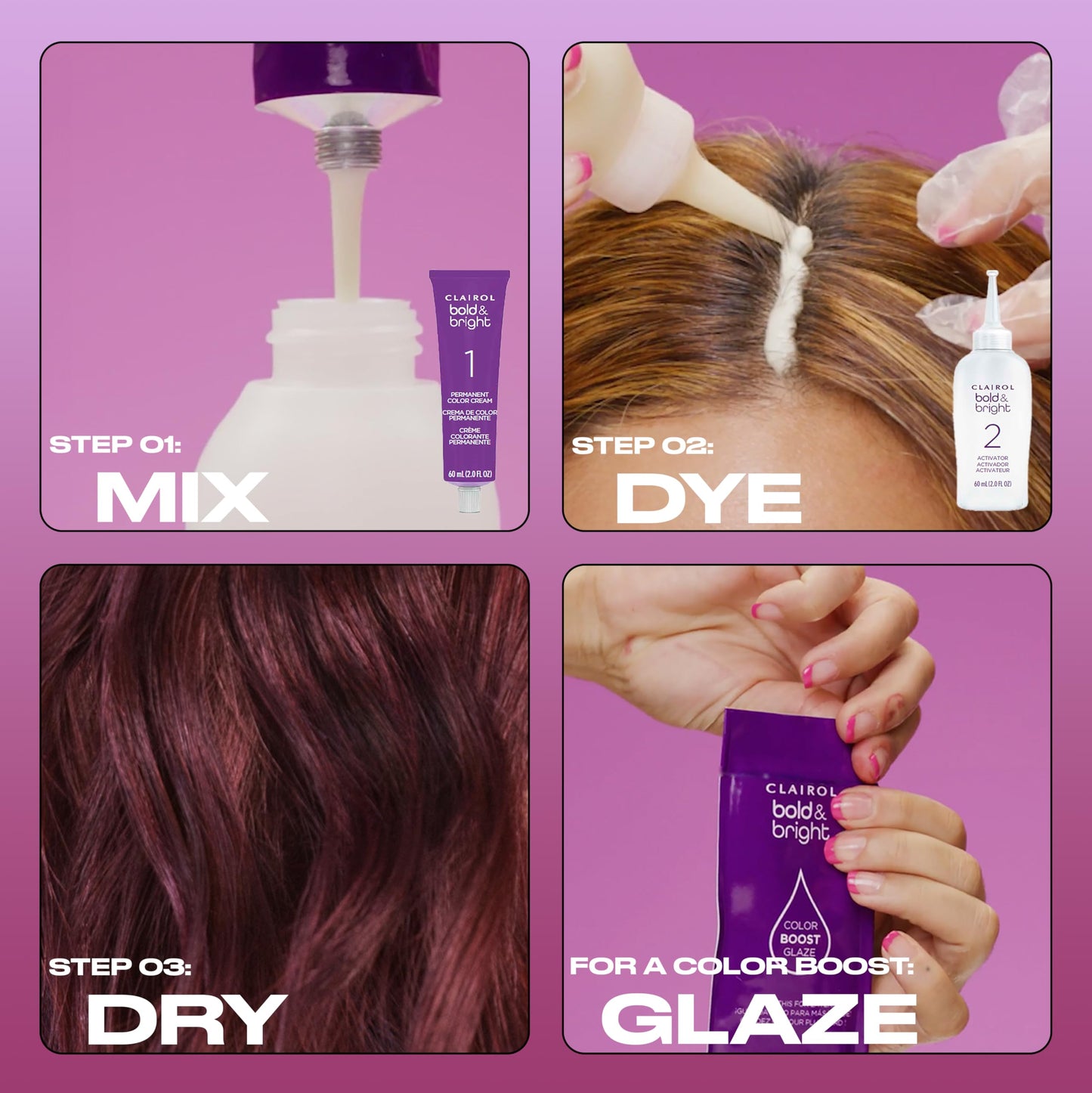Clairol Bold & Bright Permanent Hair Dye, M5 Deepest Guava Hair Color | Intense Vibrancy + Moisturizing Shine | Includes Color Boost Glaze to Amplify Beauty and Personal Care Clairol