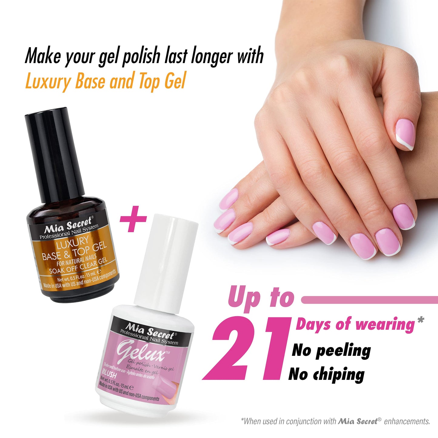 Mia Secret Luxury Base and Top Coat - Clear Gel Polish - 15ml - High Gloss - Gelux Compatible Beauty & Personal Care Mia Secret