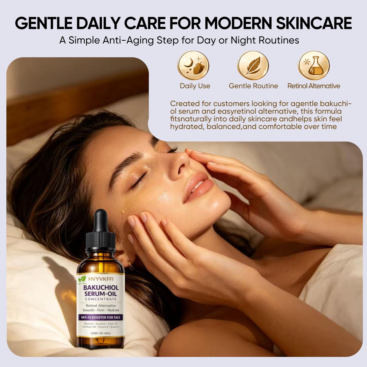 Bakuchiol Oil for Face - Natural Bakuchiol Serum Mix-In Booster, Retinol Alternative for Wrinkle Reduction, Hydrating & Firming Anti-Aging Facial Oil Beauty & Personal Care HVYVKFFI