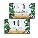 "Coco Fiji Soap Bar for Face and Body Infused With Organic Coconut Oil, Pineapple Coconut Essential Oil, Natural Soap for Moisturizing & Pore Beauty & Personal Care Organic Fiji