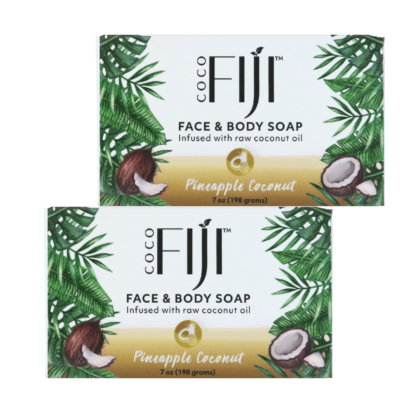 "Coco Fiji Soap Bar for Face and Body Infused With Organic Coconut Oil, Pineapple Coconut Essential Oil, Natural Soap for Moisturizing & Pore Beauty & Personal Care Organic Fiji