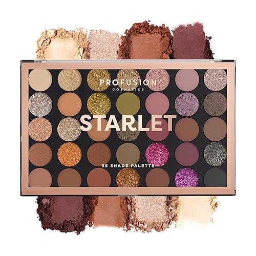 Profusion Cosmetics 35 Shade Starlet Eyeshadow Palette, Multi Finish Golden Neutrals, and Glamorous Glitter Hues for Achieve Stunning Vibrant Eye… Beauty & Personal Care Profusion Cosmetics