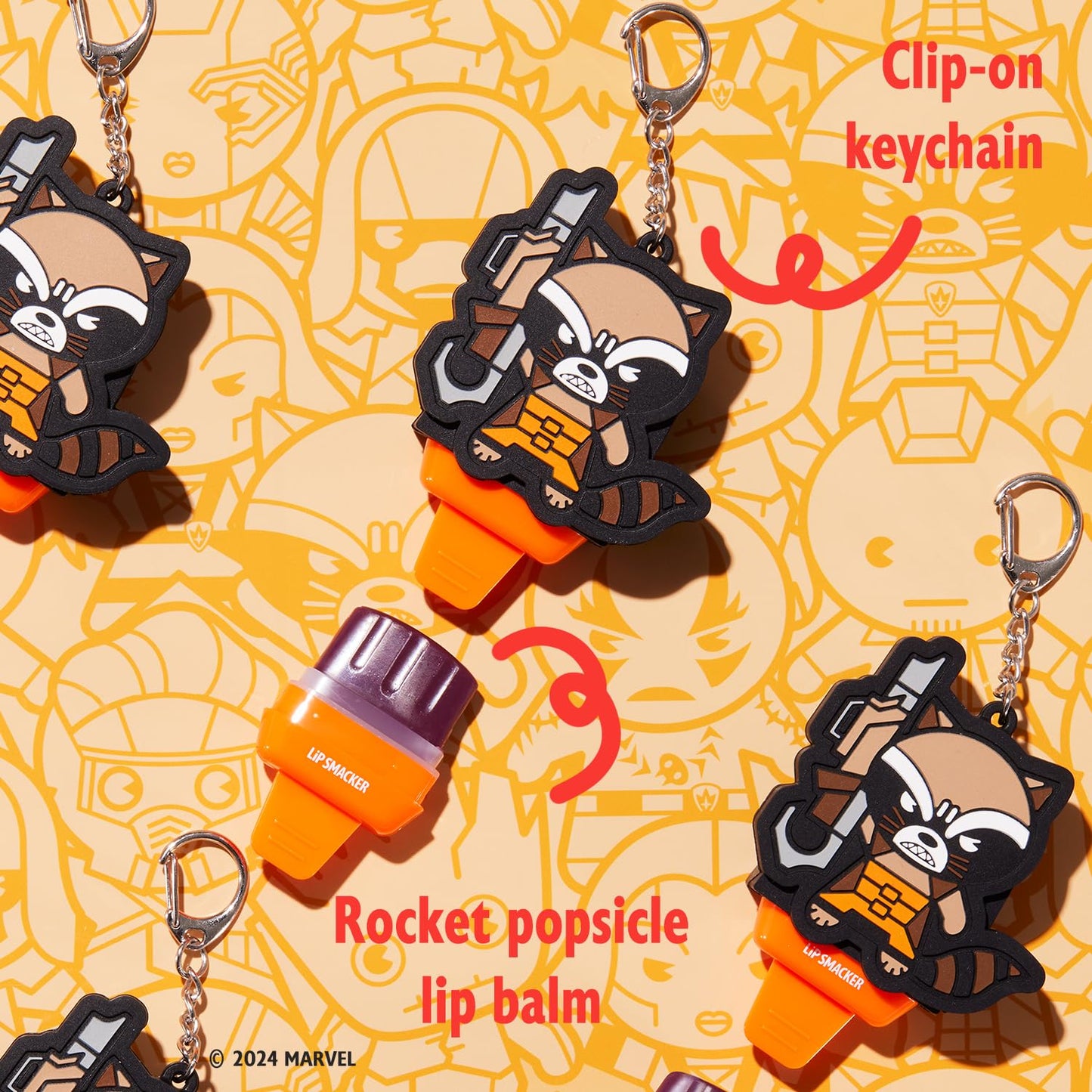 Lip Smacker Marvel Guardians of the Galaxy Lippy Pals, Clear & Glossy, Fun & Giftable, Cruelty Free - Pop Rockets Candy Beauty & Personal Care Lip Smacker