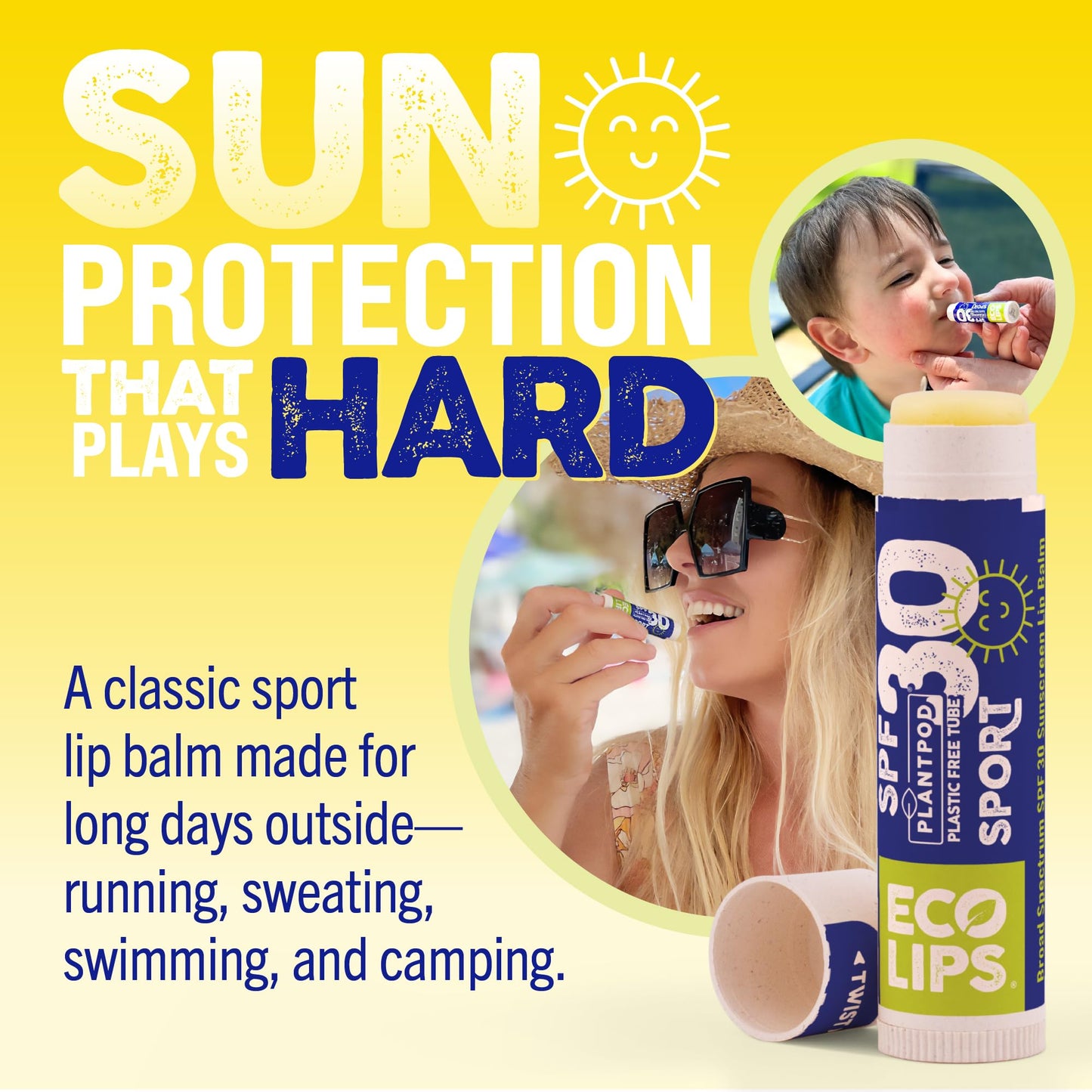Eco Lips Classic Sport SPF 30 Broad Spectrum Sunscreen Lip Balm - 6-Pack (Classic Vanilla) | Organic Moisturizing Lip Protection | Made in USA Beauty & Personal Care Eco Lips