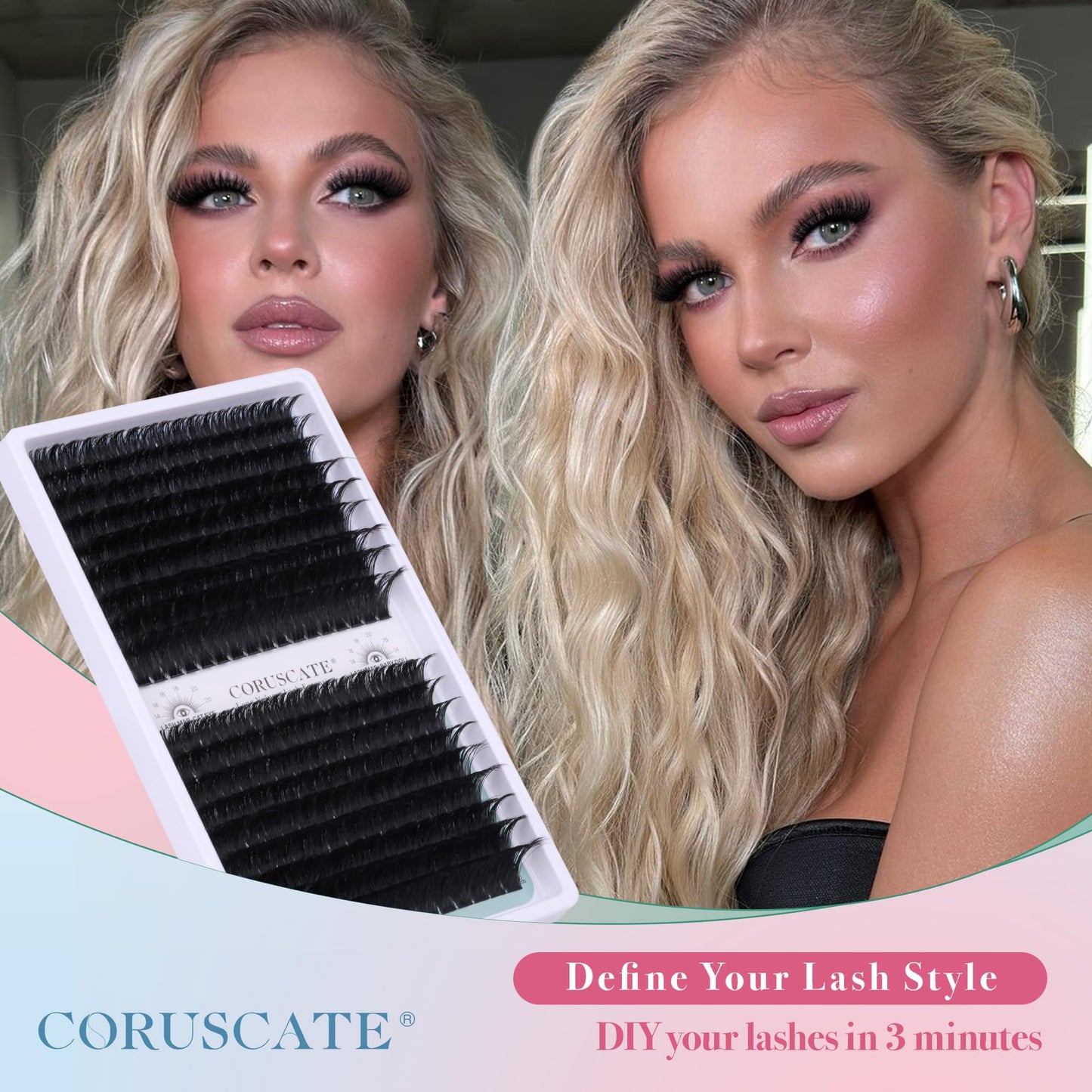 CORUSCATE Lash Clusters 120D+150D Thick Eyelash Clusters 14-20mm Long Cluster Eyelash Extensions 288pcs Individual Lashes Cluster DIY Eyelashes Mink Beauty and Personal Care CORUSCATE