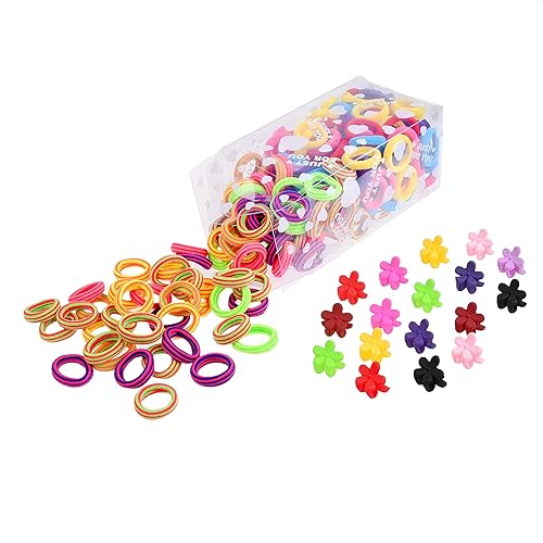 Kare & Kind 200 Hair Band Ties and 20 Mini Hair Claw Clip Pins- Assorted Colors - Cotton/Polyblend Material - Different Designs and Styles - Beauty & Personal Care Kare & Kind
