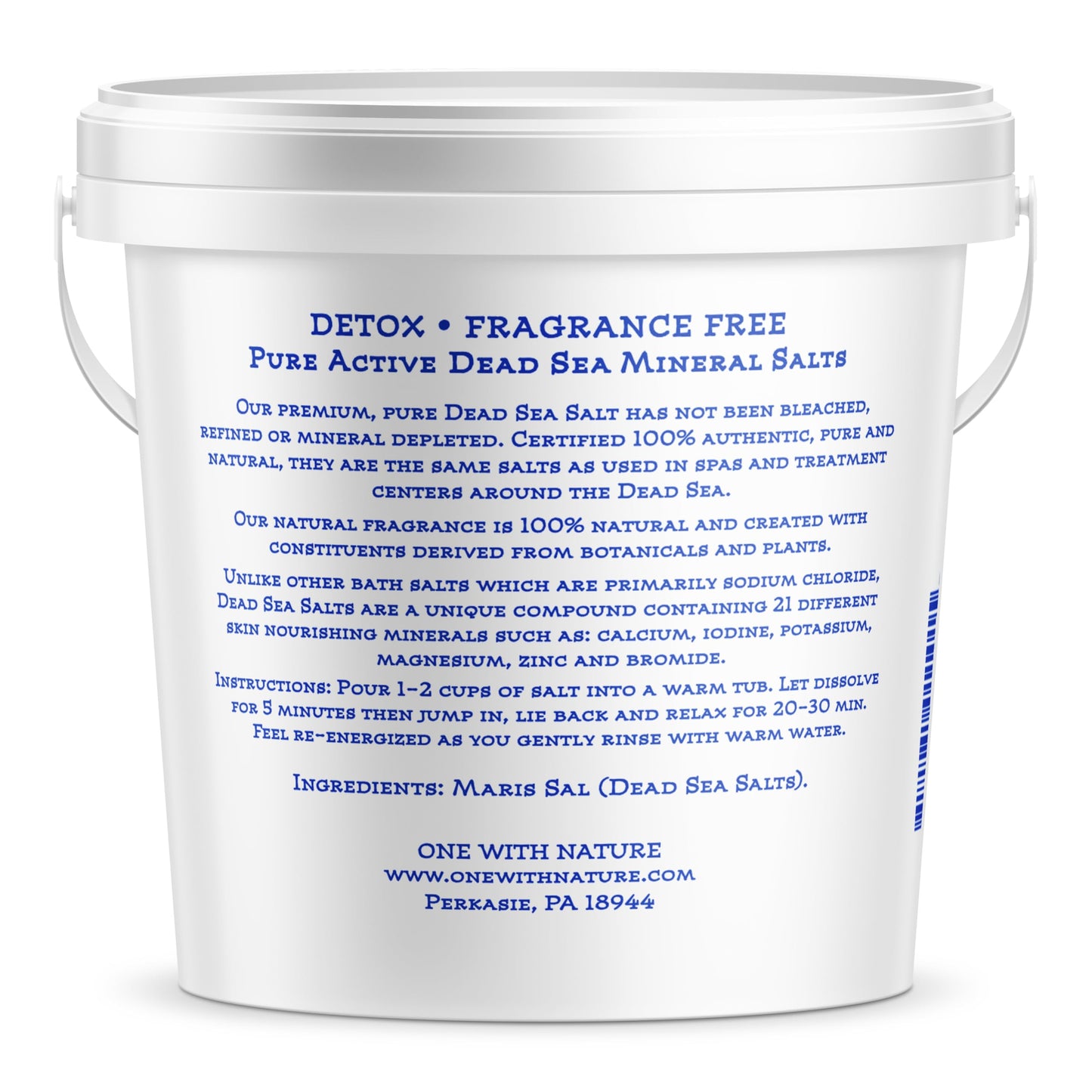 One with Nature 100% Dead Sea Bath Salt for Soaking - 5LB Unscented with High Mineral Content, Magnesium, Sulfur, Zinc, Potassium. Skin Nourishing Beauty and Personal Care One With Nature