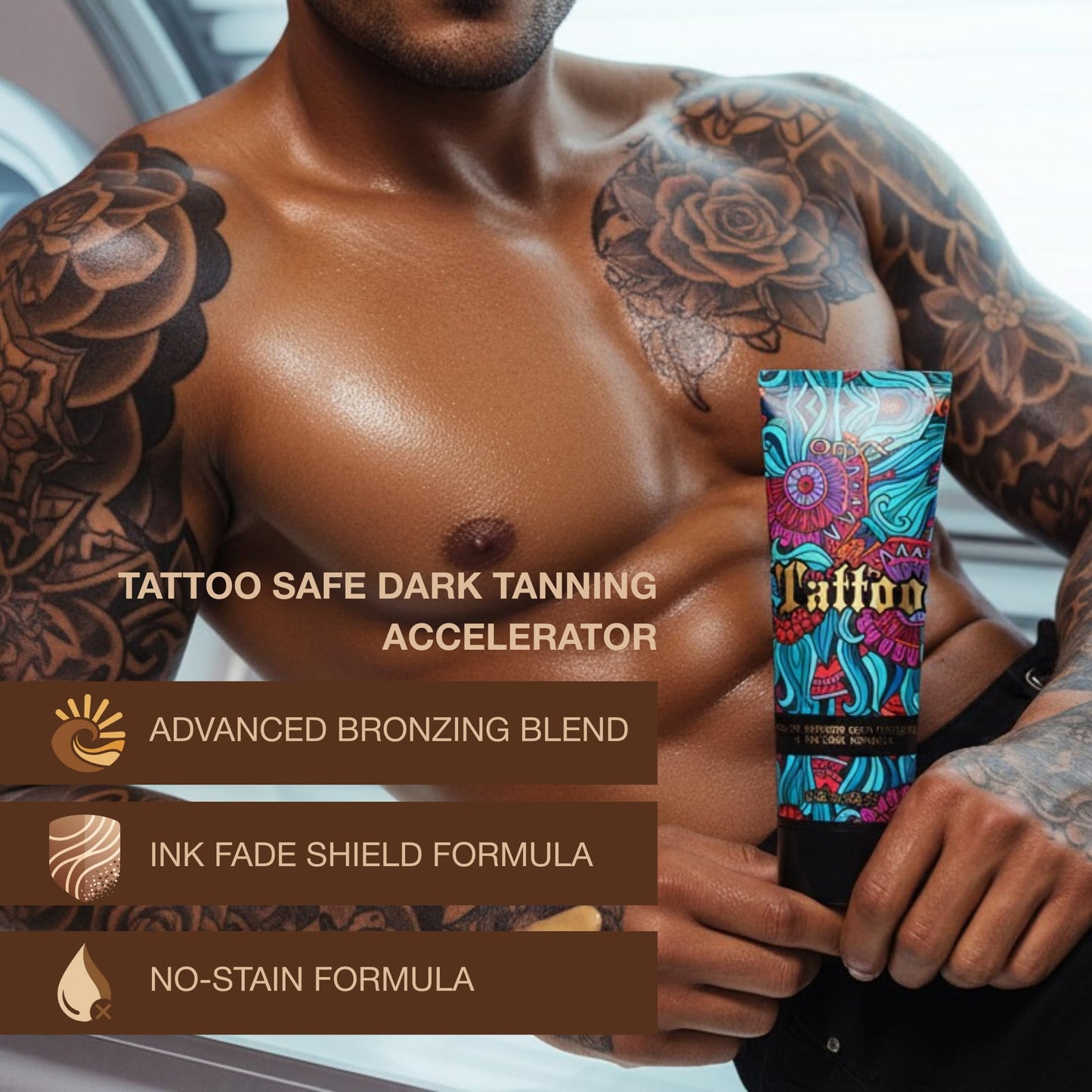 Tattoo Safe Tanning Bed Lotion - Indoor Dark Tanning Accelerator with Fade Protection | Tattoo Color Enhancer & Hydrating Skin Formula | 6.76 Fl Oz Beauty & Personal Care Onyx