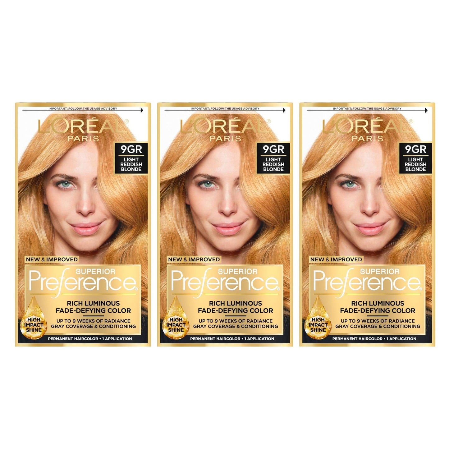 L'Oreal Superior Preference - 9GR Light Reddish Blonde (Warmer) 1 Each (Pack of 3) Beauty & Personal Care L'Oreal Paris