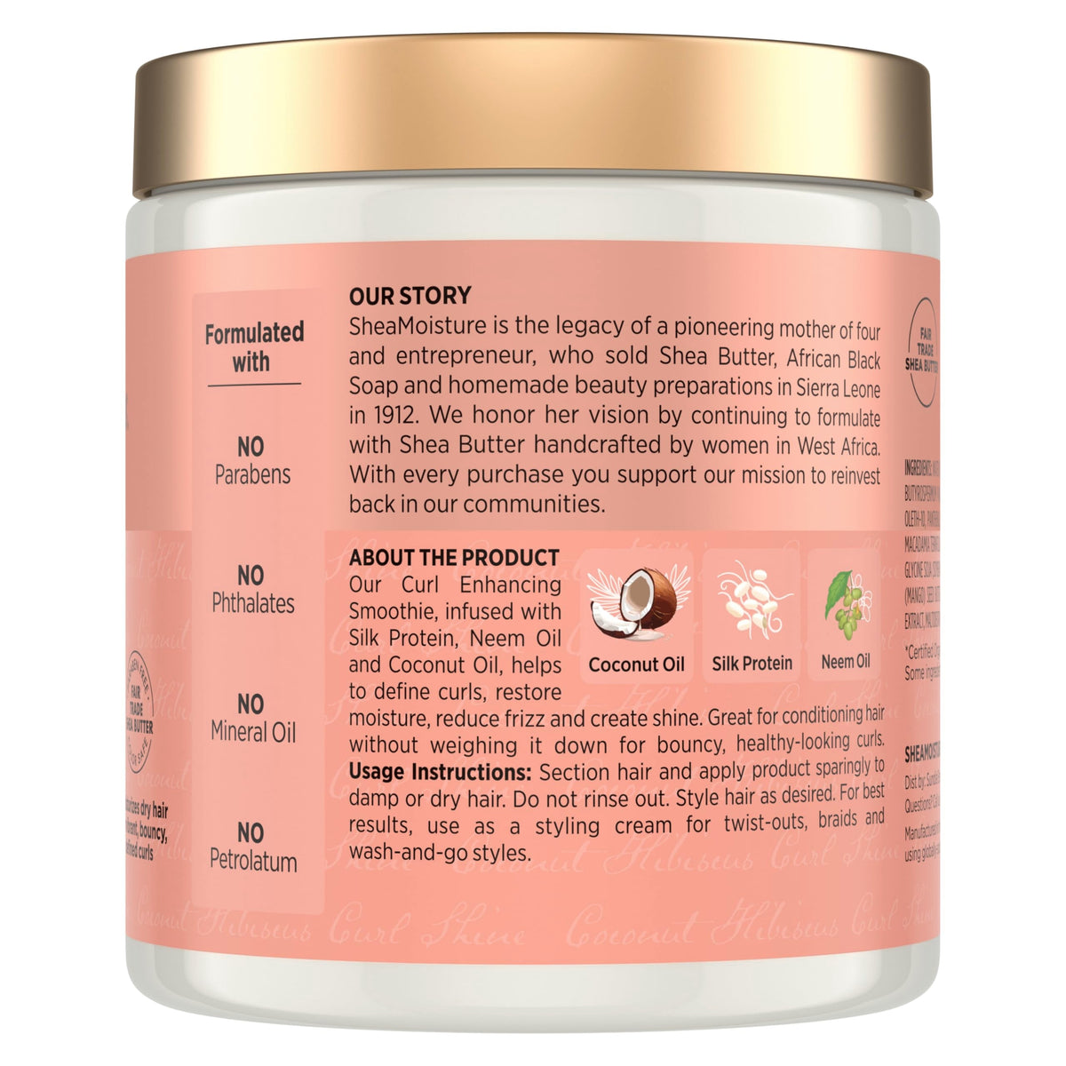 SheaMoisture Curl Enhancing Smoothie Hair Cream Coconut and Hibiscus for Thick, Curly Hair Sulfate Free and Paraben Free Curl Cream 20 oz Beauty & Personal Care SheaMoisture