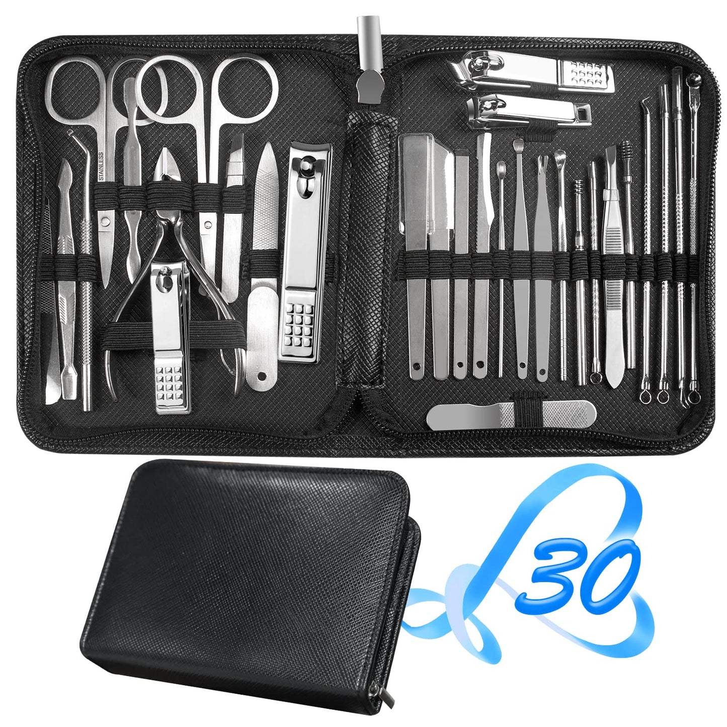 Manicure Set 30 in 1 Fingernail Clipper Set,RedFlow Nail Clippers & Toenail Clippers,Manicure Kit,Pedicure Kit,Suitable for Travel Manicure Tools,Nail Beauty and Personal Care RedFlow Default Title