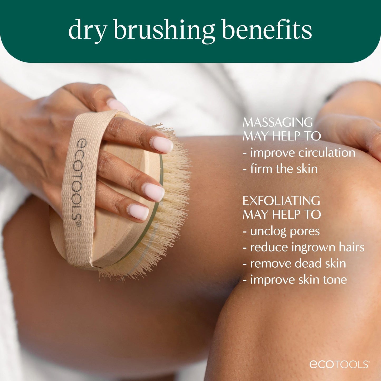 EcoTools Dry Body Brush, Cruelty-Free Bristles Exfoliate & Smooth Skin, Dry Brushing Removes Flaky Skin, May Help Improve Circulation & Tone Beauty and Personal Care EcoTools