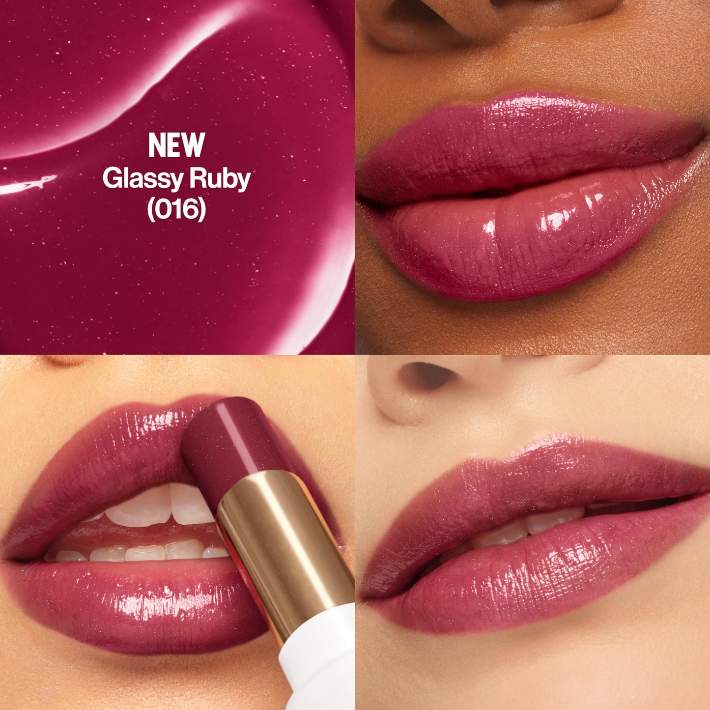 REVLON Super Lustrous Glass Shine Balm, Hydrating Tinted Lip Balm with Hyaluronic Acid, Aloe & Rose Quartz, Medium-Dark Plum Lipstick, NEW Shade, 016 Beauty & Personal Care REVLON