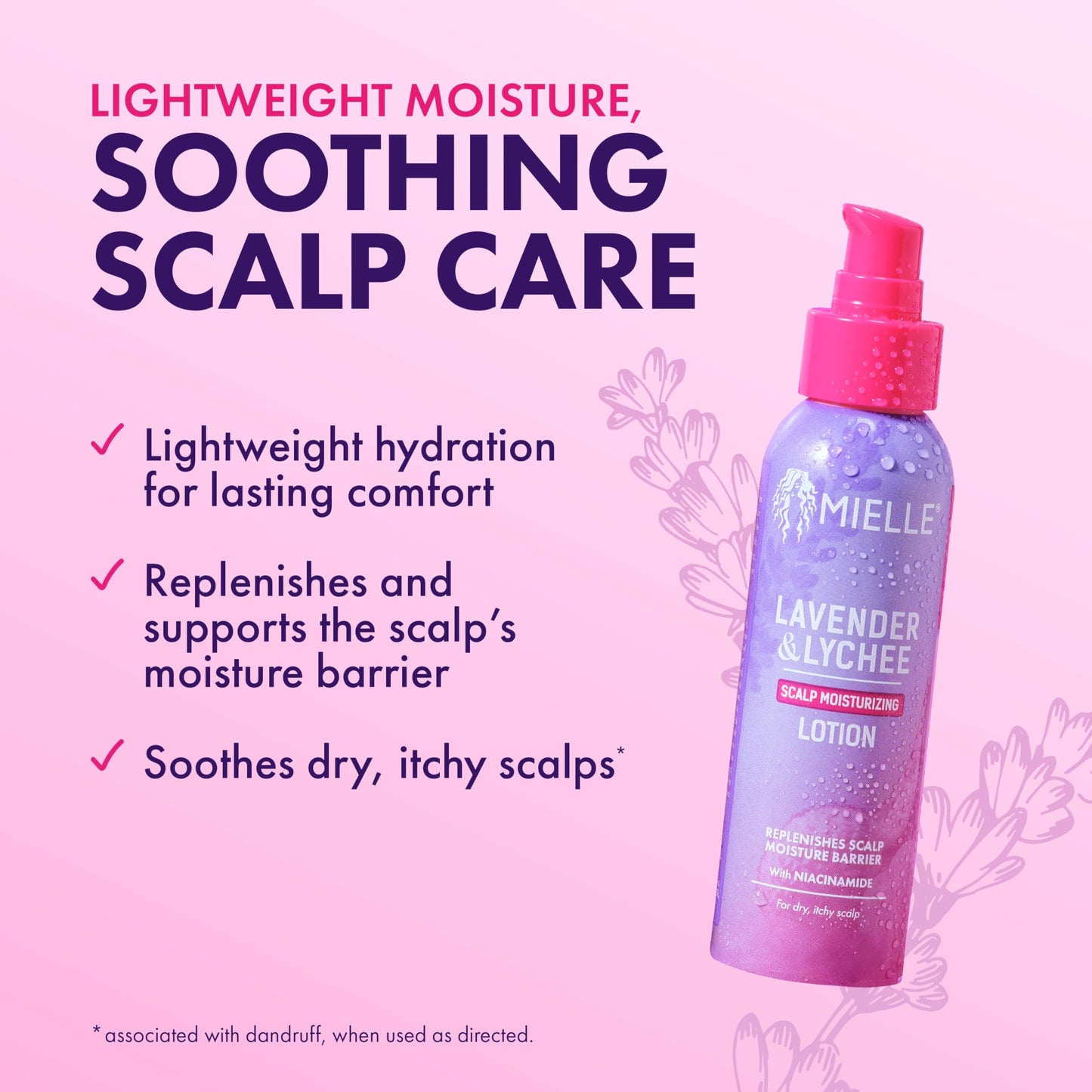 Mielle Organics Lavender & Lychee Scalp Moisturizing Lotion, Leave-In Treatment for Dry Itchy Scalp, Lightweight Scalp Moisturizer with Niacinamide Beauty & Personal Care Mielle Organics