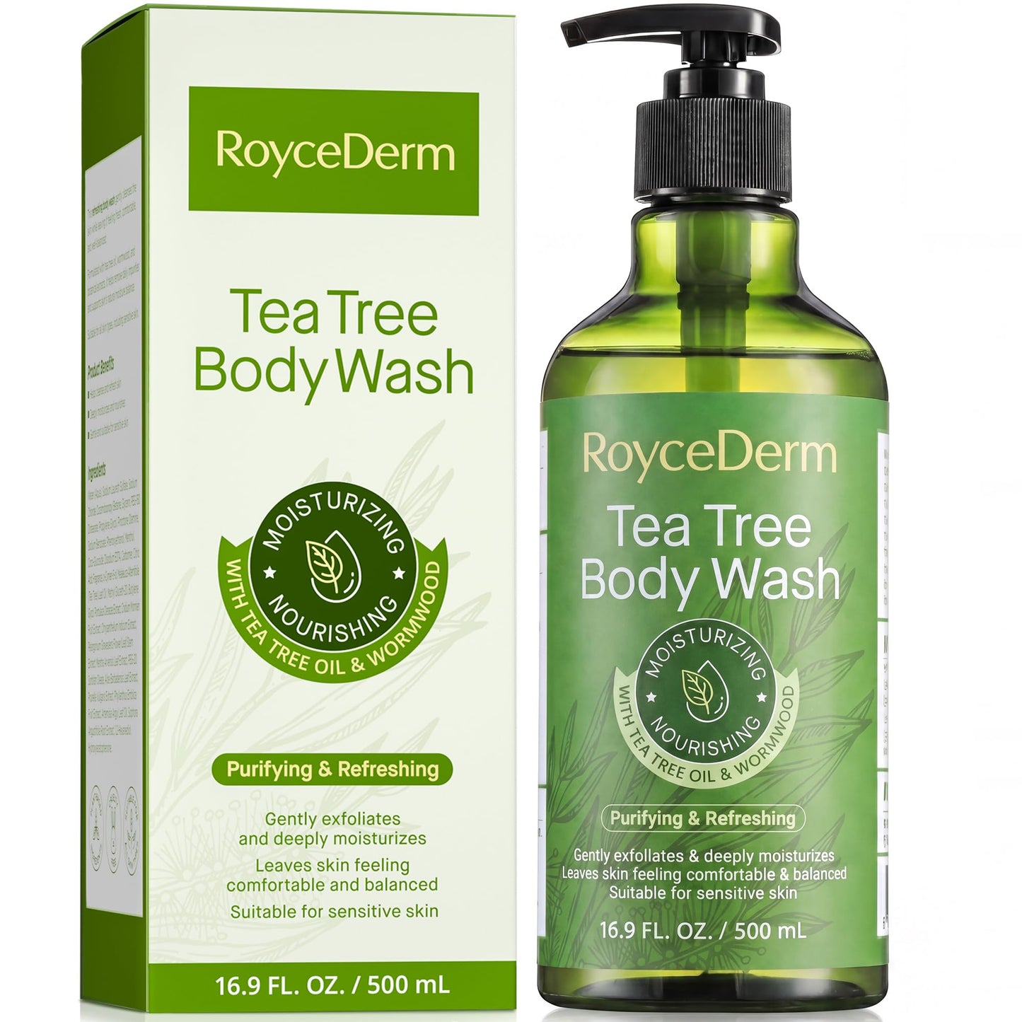 Roycederm Tea Tree Body Wash & Soap, Purifying and Refreshing Body Cleanser with Tea Tree Oil & Wormwood, Moisturizing Body Wash Helps Soothe Skin Beauty & Personal Care Roycederm